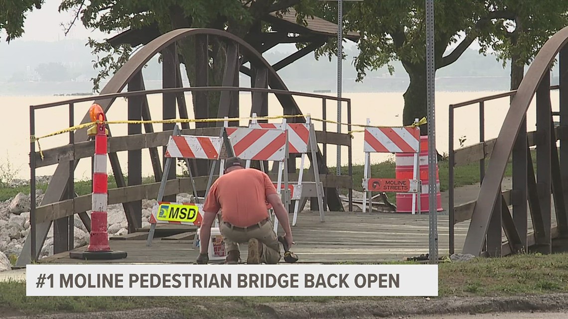 Moline public works crews finishing repairs to pedestrian bridge