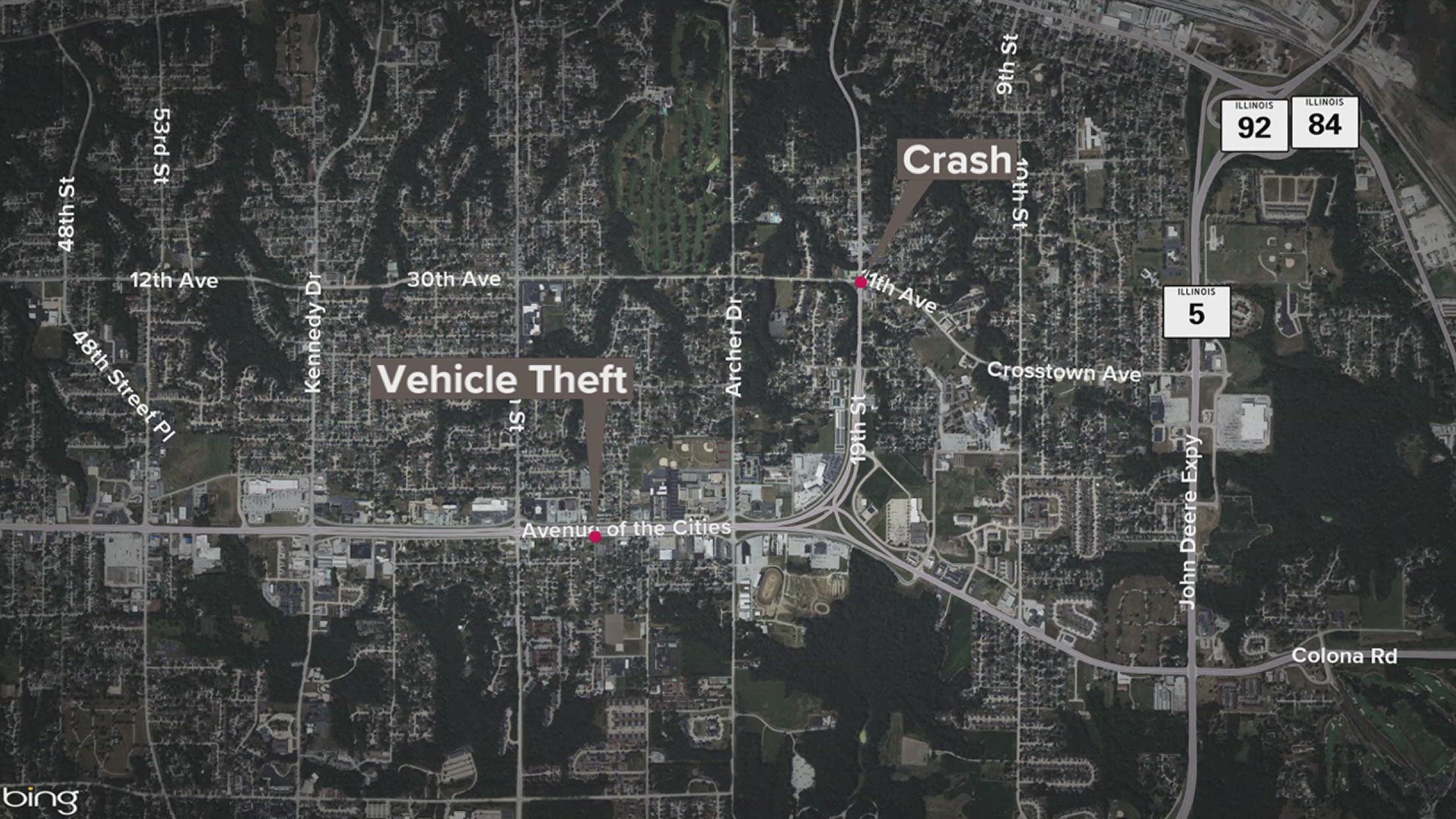 Police said the chase did not last long before the suspects crashed the stolen vehicle into a tree near 19th Street and 30th Avenue in East Moline.