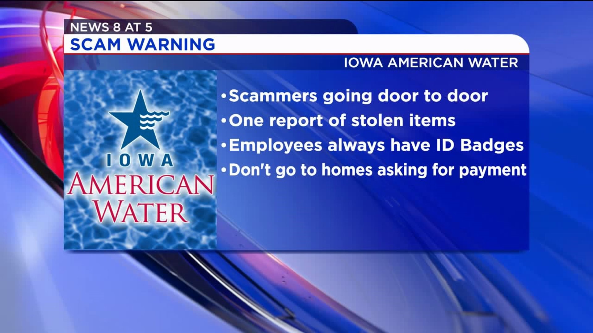 Iowa American Water warning about a scam