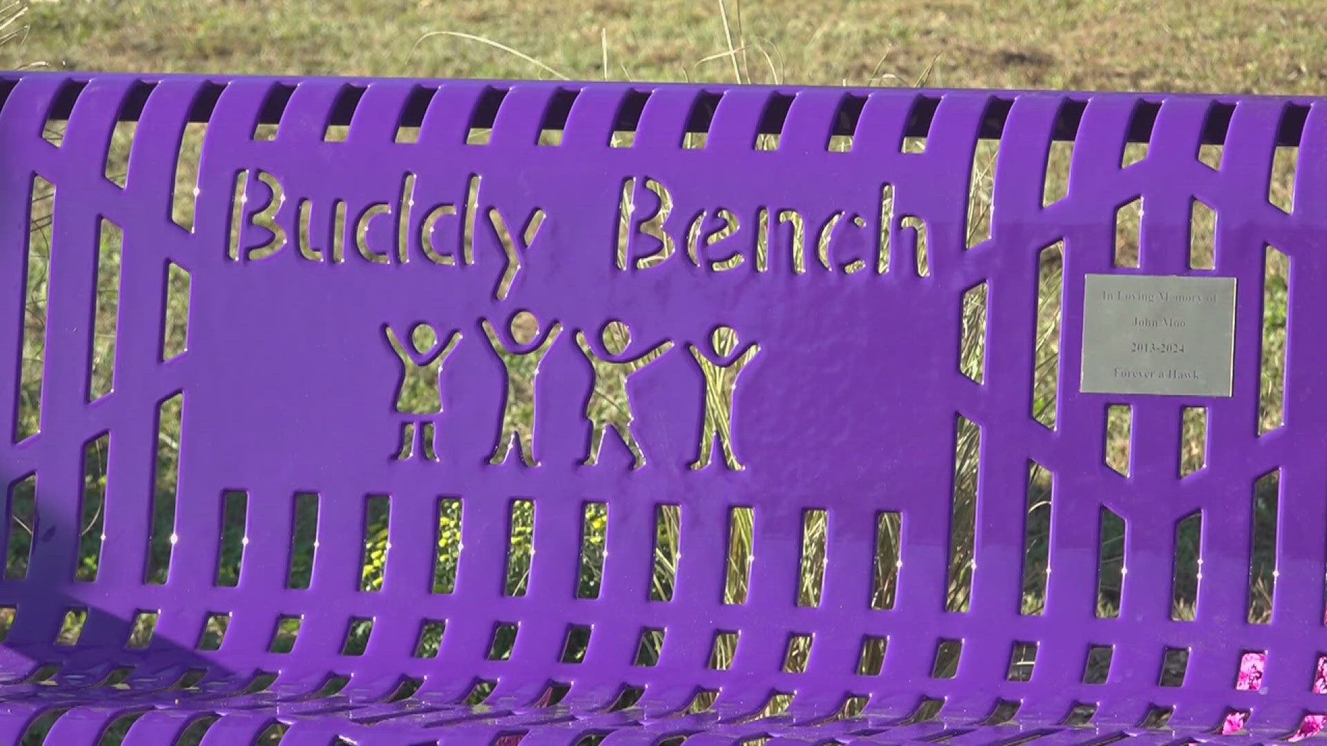 The new bench honors the life of 10-year-old John Moo, who passed away in June after drowning at Lake Potter.