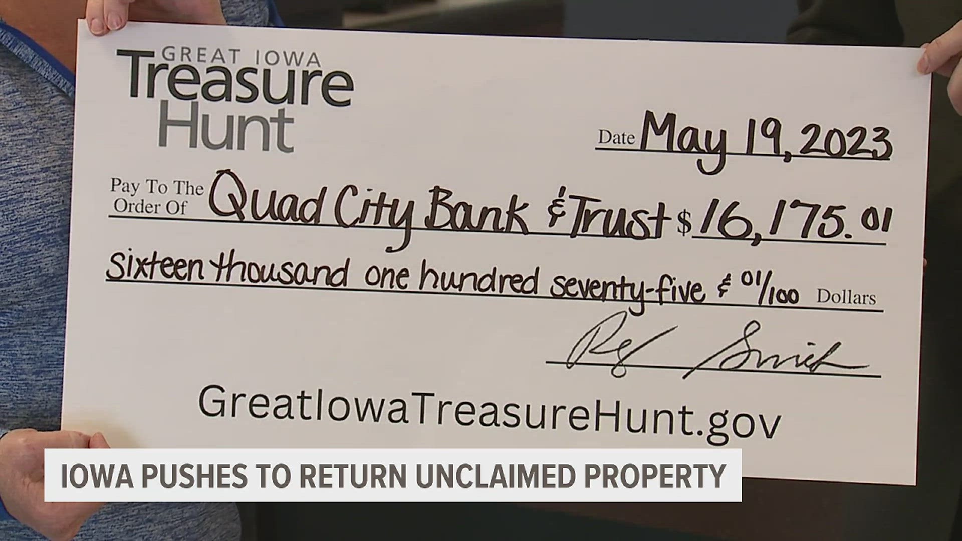 State officials say there's millions of dollars waiting to be claimed. This is part of a state program called the "Great Iowa Treasure Hunt Check."