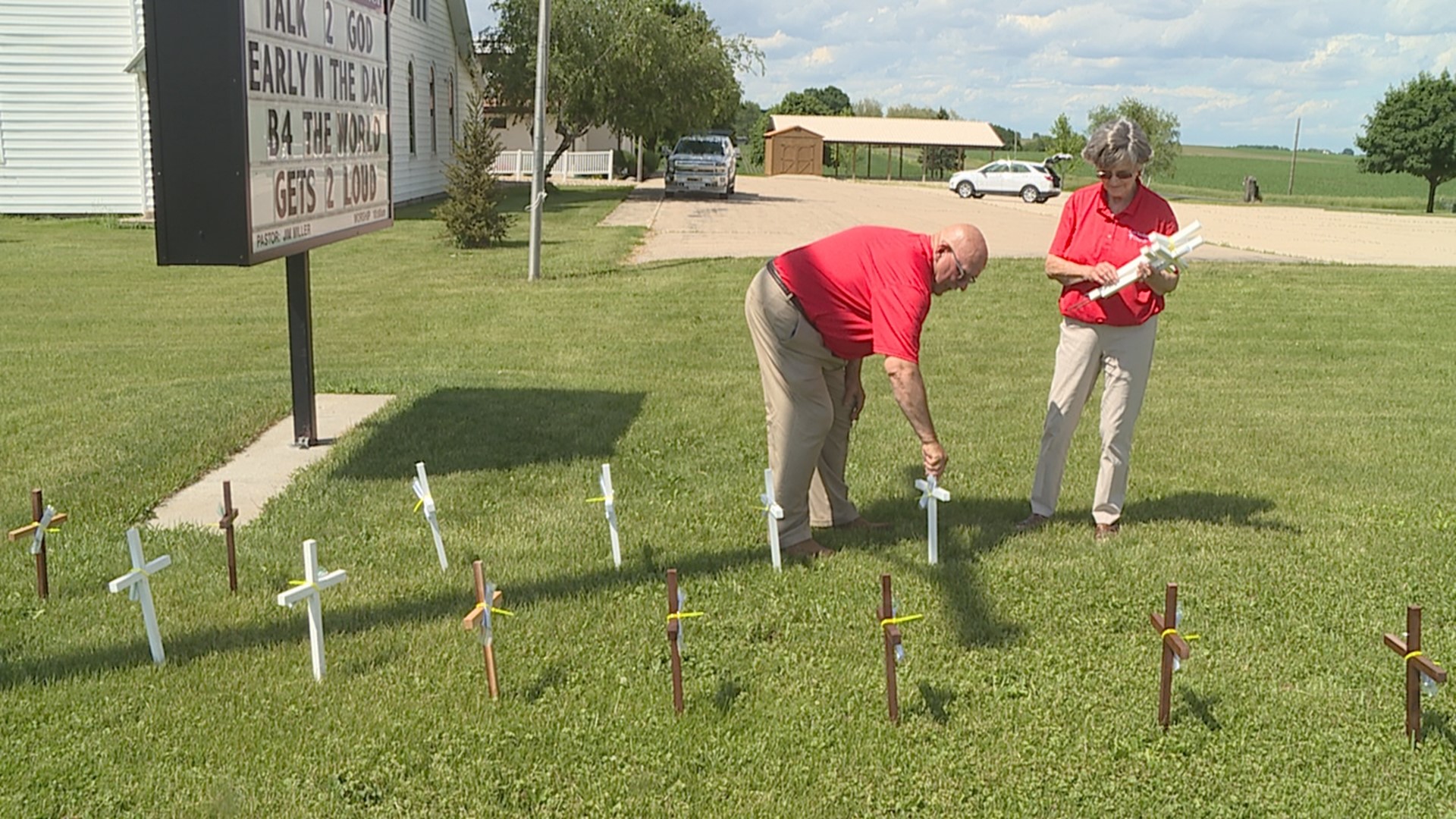 East Jordan United Methodist Church in Sterling has been constructing and giving away crosses for community members to put in their yard in support of Ukraine.