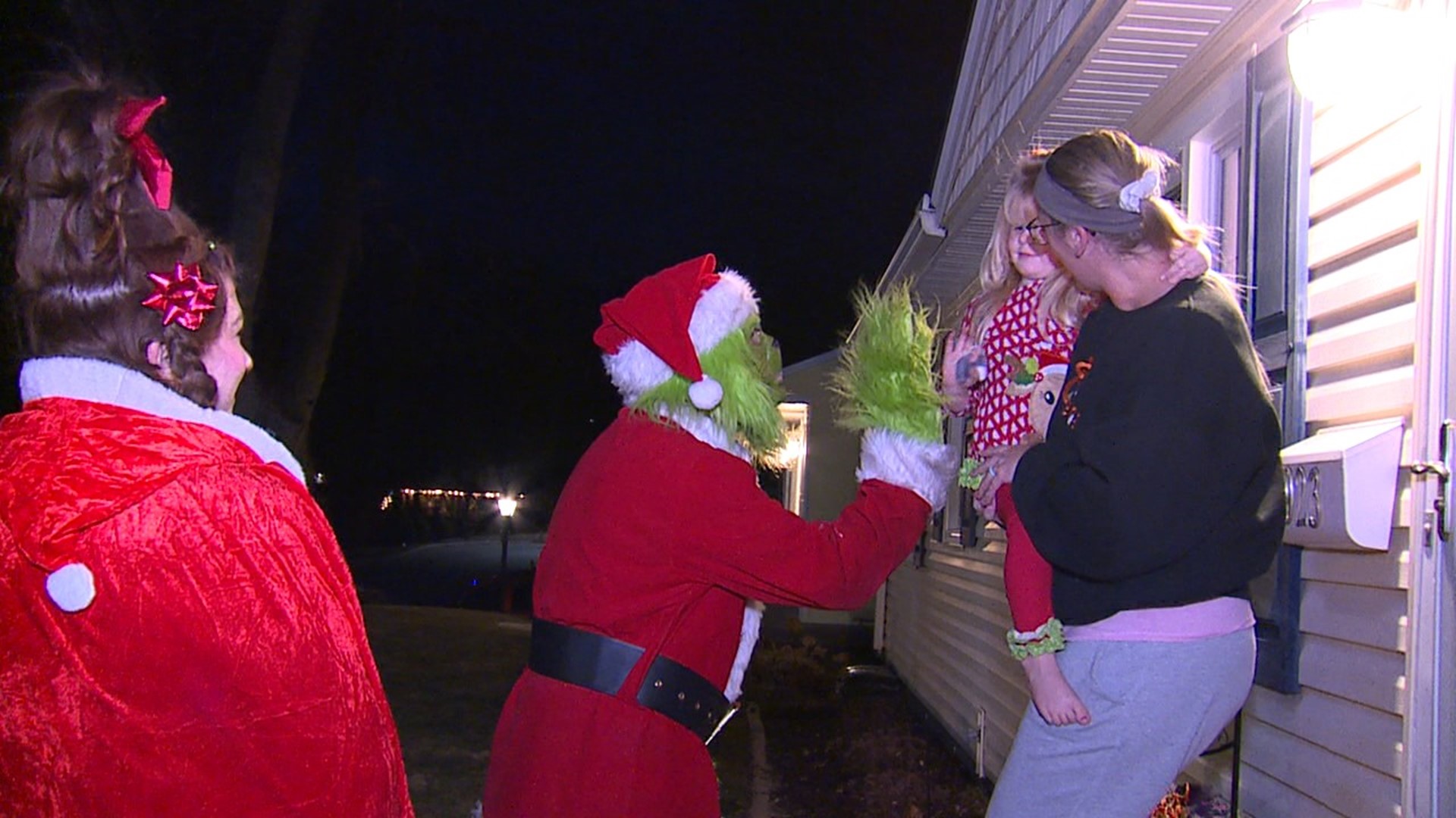 Six nights a week, Steve Pruett dresses up as the Grinch and drives around in a truck decorated with inflatables and Christmas lights, handing out toys to kids.
