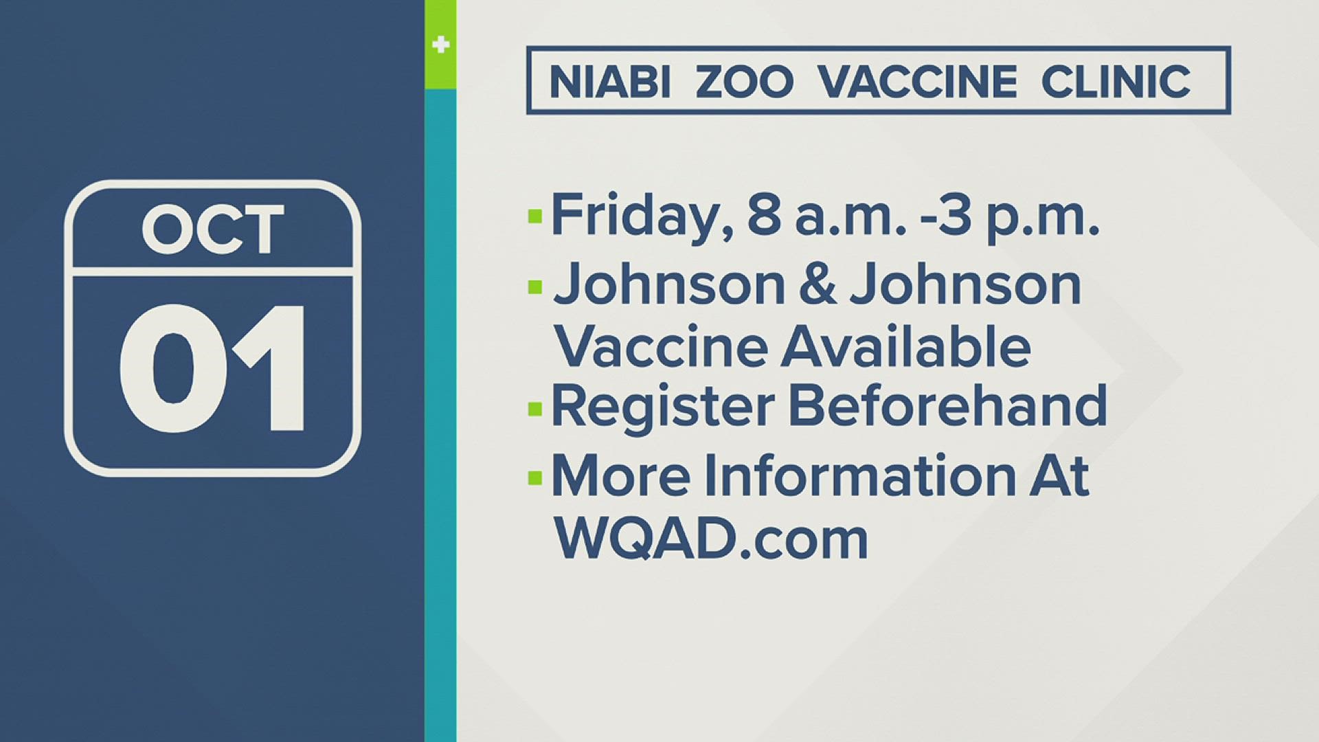 Niabi Zoo is partnering with the State of Illinois to host a free vaccination clinic.