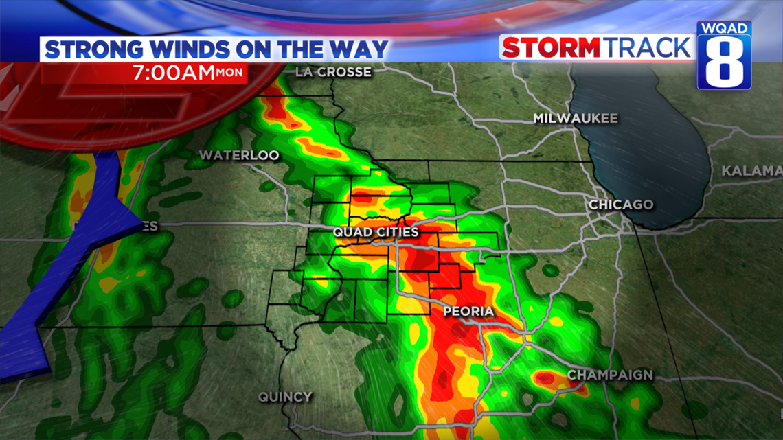 Tracking storms and gusty winds for Monday | wqad.com