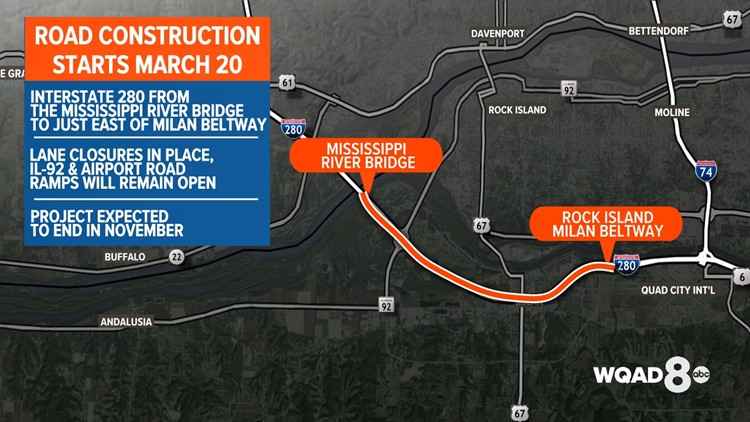 Construction between Mississippi River Bridge & Milan Beltway expected to last until November