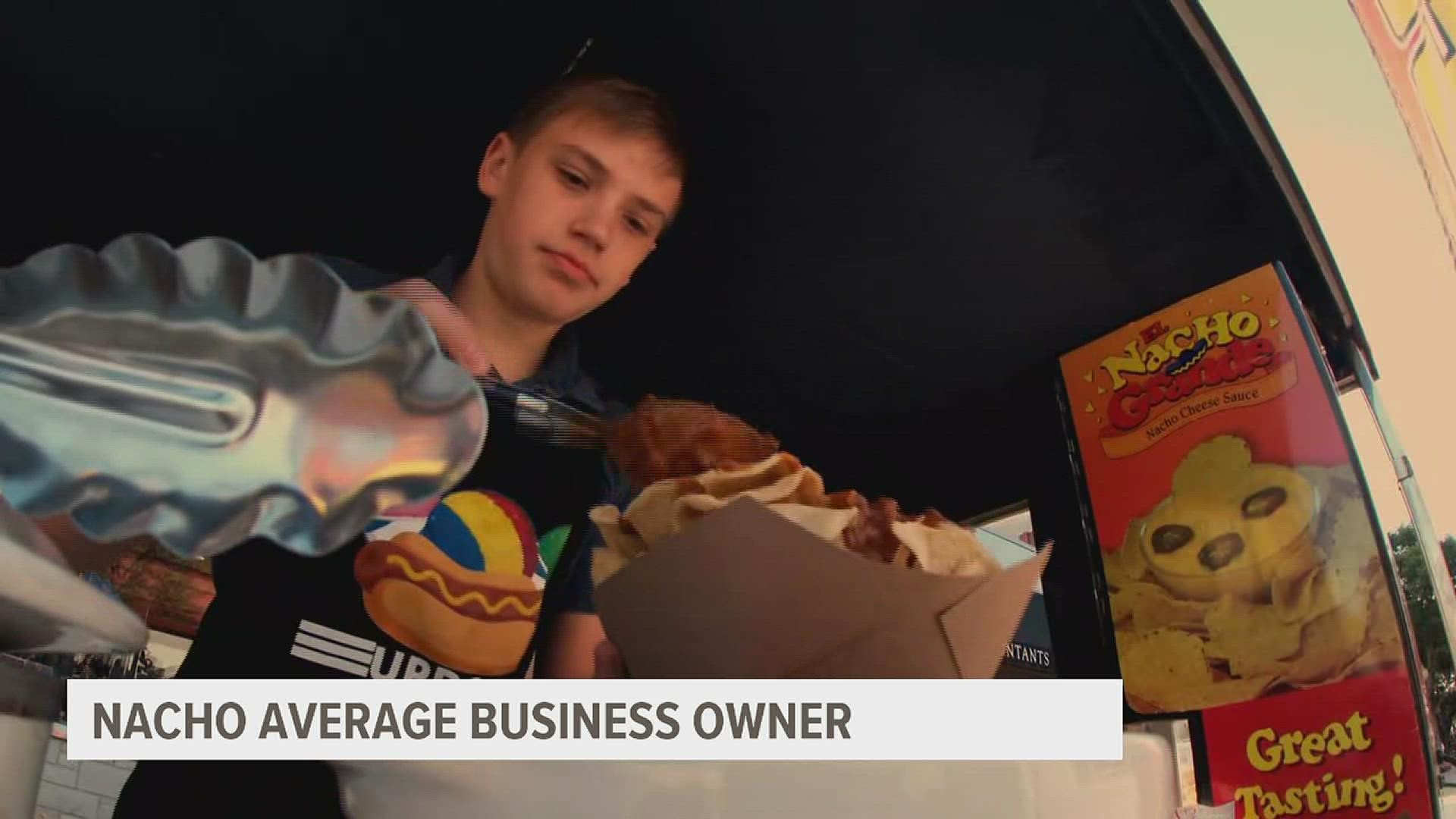 Bo Haubrich, a 14-year-old entrepreneur, started a mobile food stand where he sells nachos, hot dogs and snow cones.