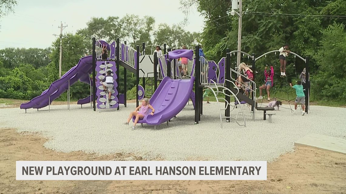 Students test out new playground at Earl Hanson Elementary