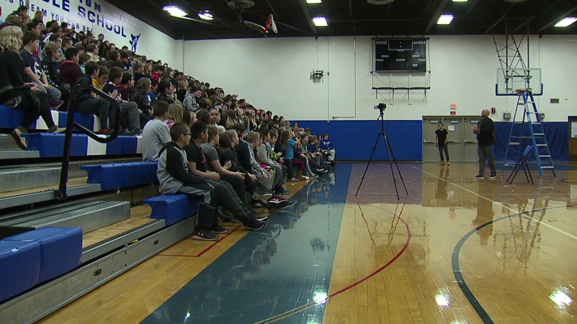 Nathan Harmon visits Rock Falls Middle School