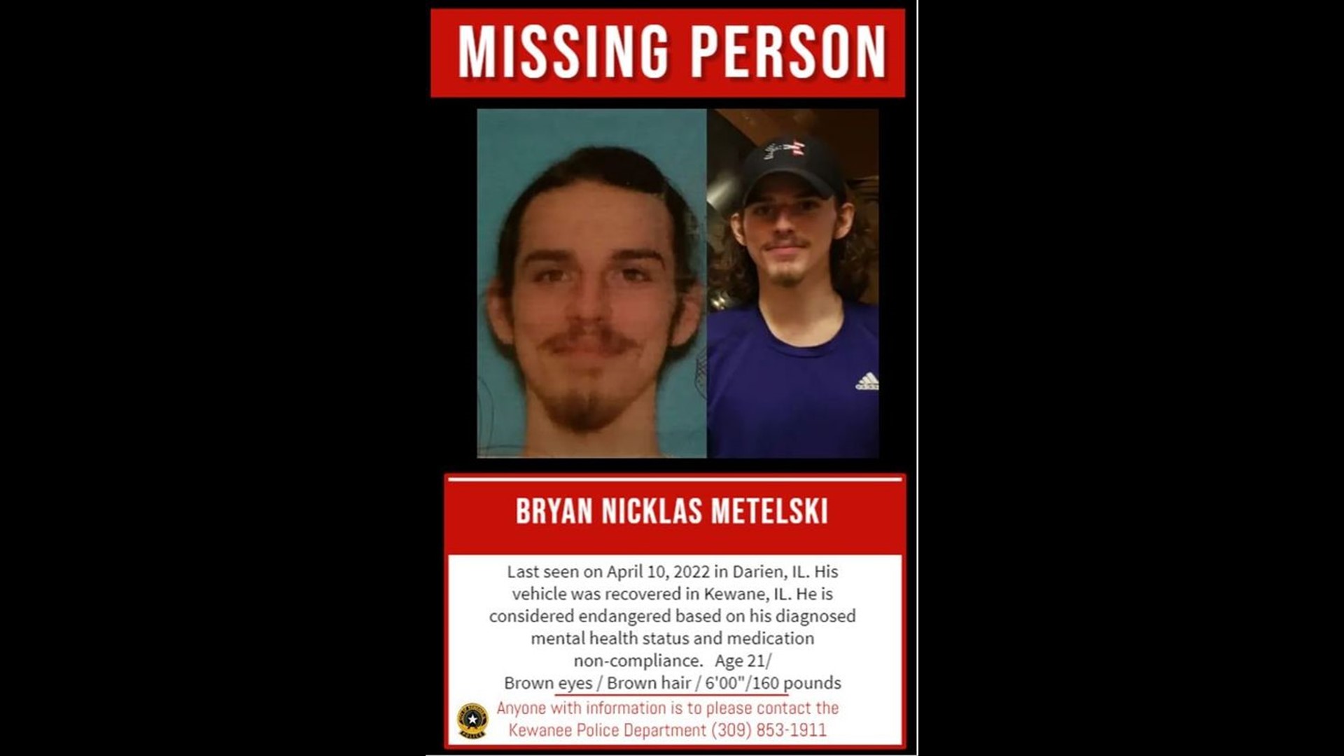 Kewanee police ask for help in search for Bryan Metelski | wqad.com