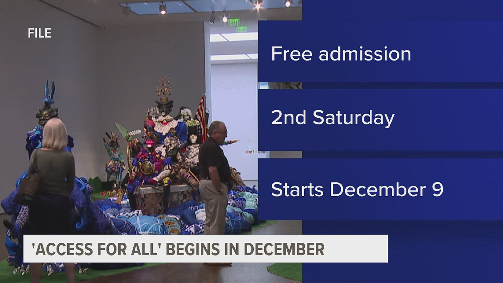 Beginning December 9th, the museum will not charge visitors on the second Saturday of every month.