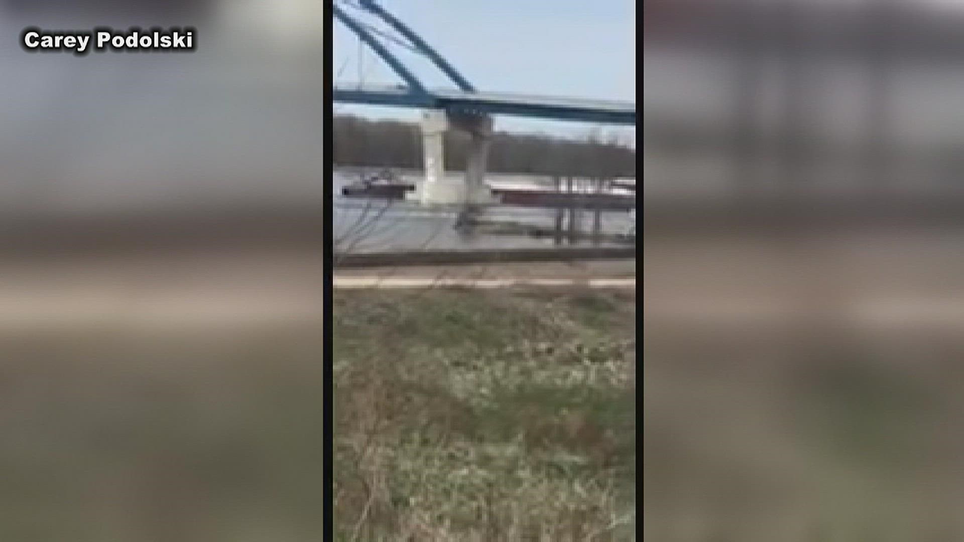 A viewer-submitted video depicting the Savanna-Sabula Bridge and a close barge.