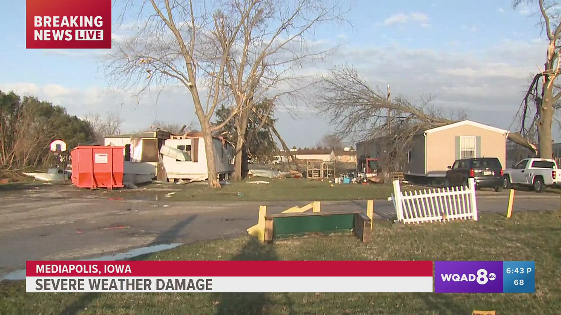 Friday's tornadoes and severe storms caused significant damage in Mediapolis, Iowa. News 8's Joe McCoy shared the story of one woman whose roof was torn away.
