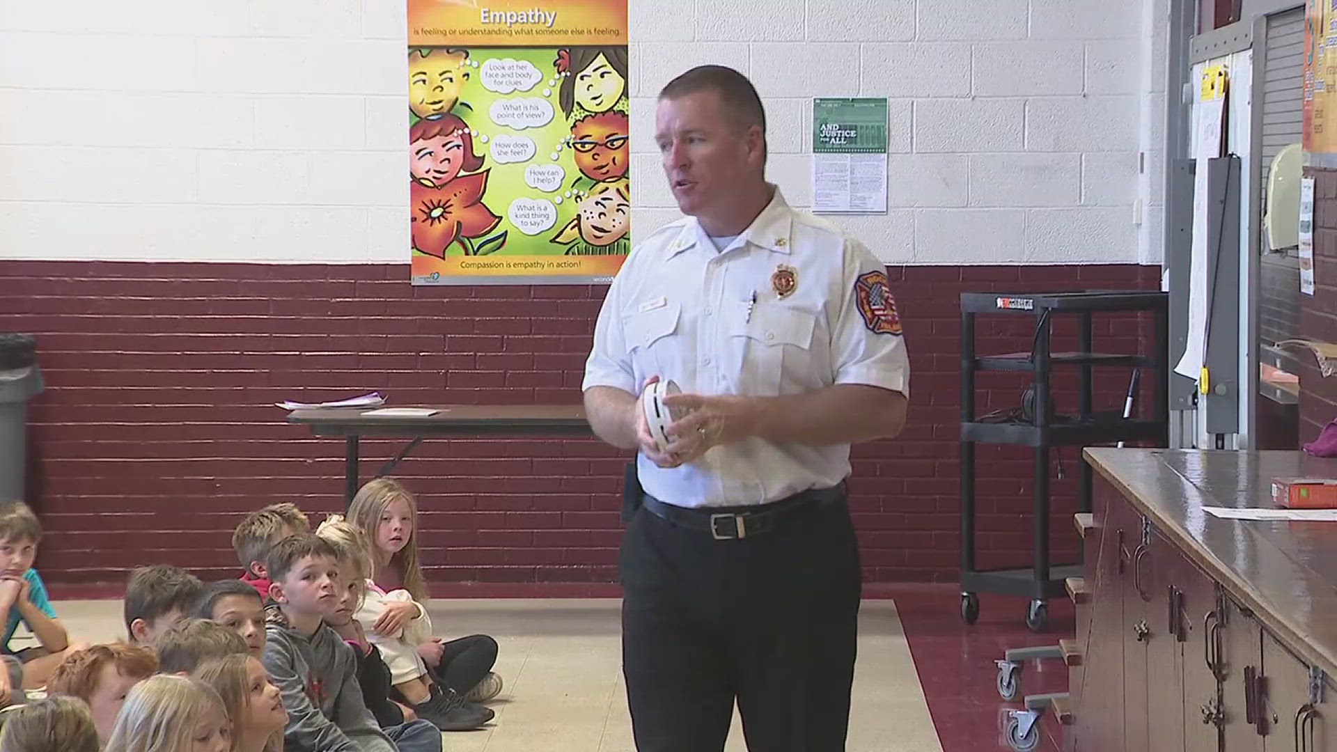 Firefighters visited Andalusia Elementary School to help educate kids about fire safety.