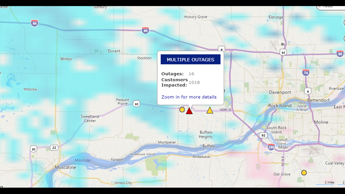 Power outages reported in BuffaloBlue Grass area