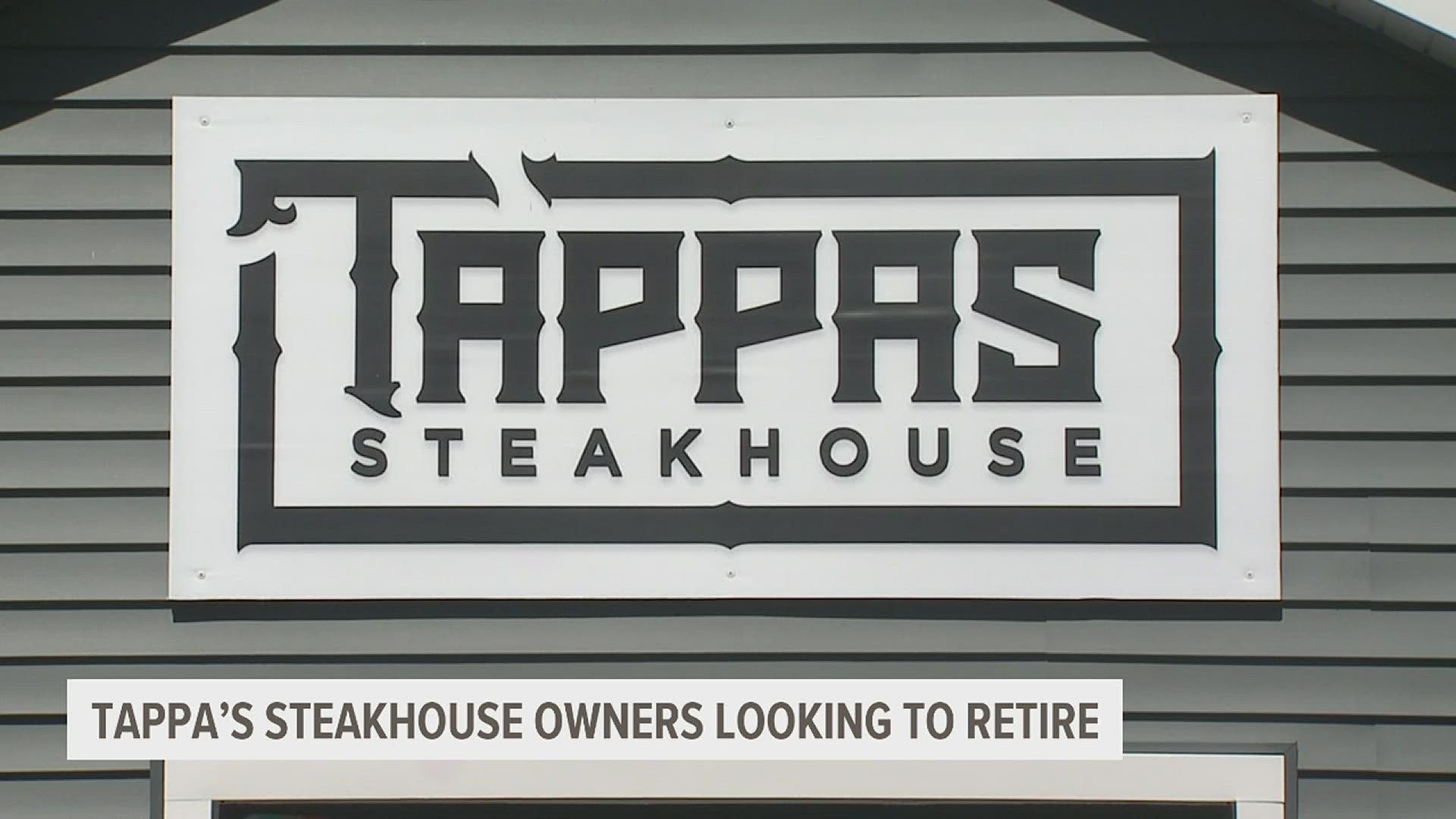 After 40 years in the business, Cliff and Jan Tappa are looking to retire. To do so, they are seeking new ownership for Tappa's Steakhouse