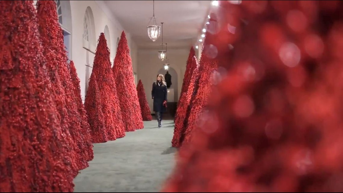 The First Lady defends ‘blood’ red Christmas trees