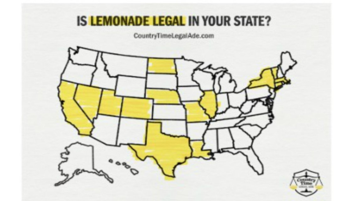 Only 14 states allow lemonade stands without permits. Country Time