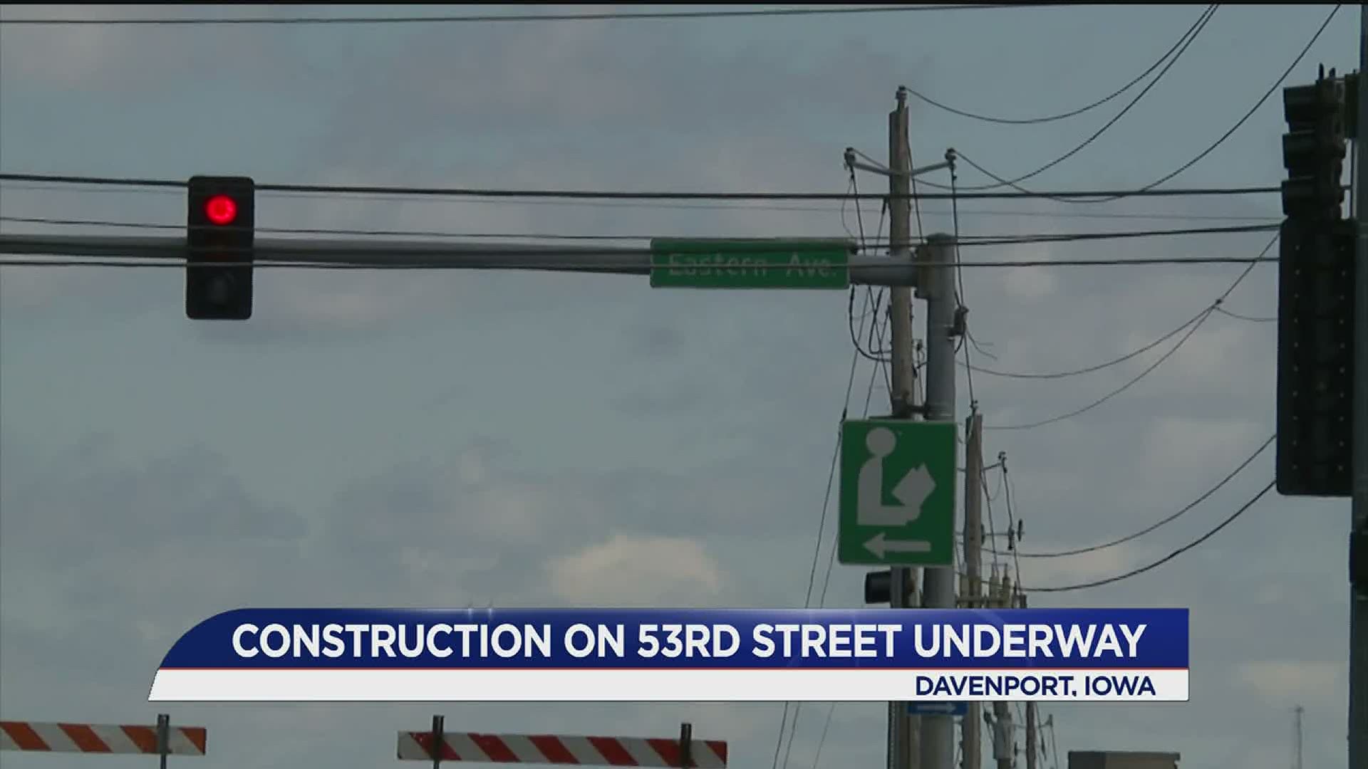 53rd Street in Davenport now 2 lanes during improvement project