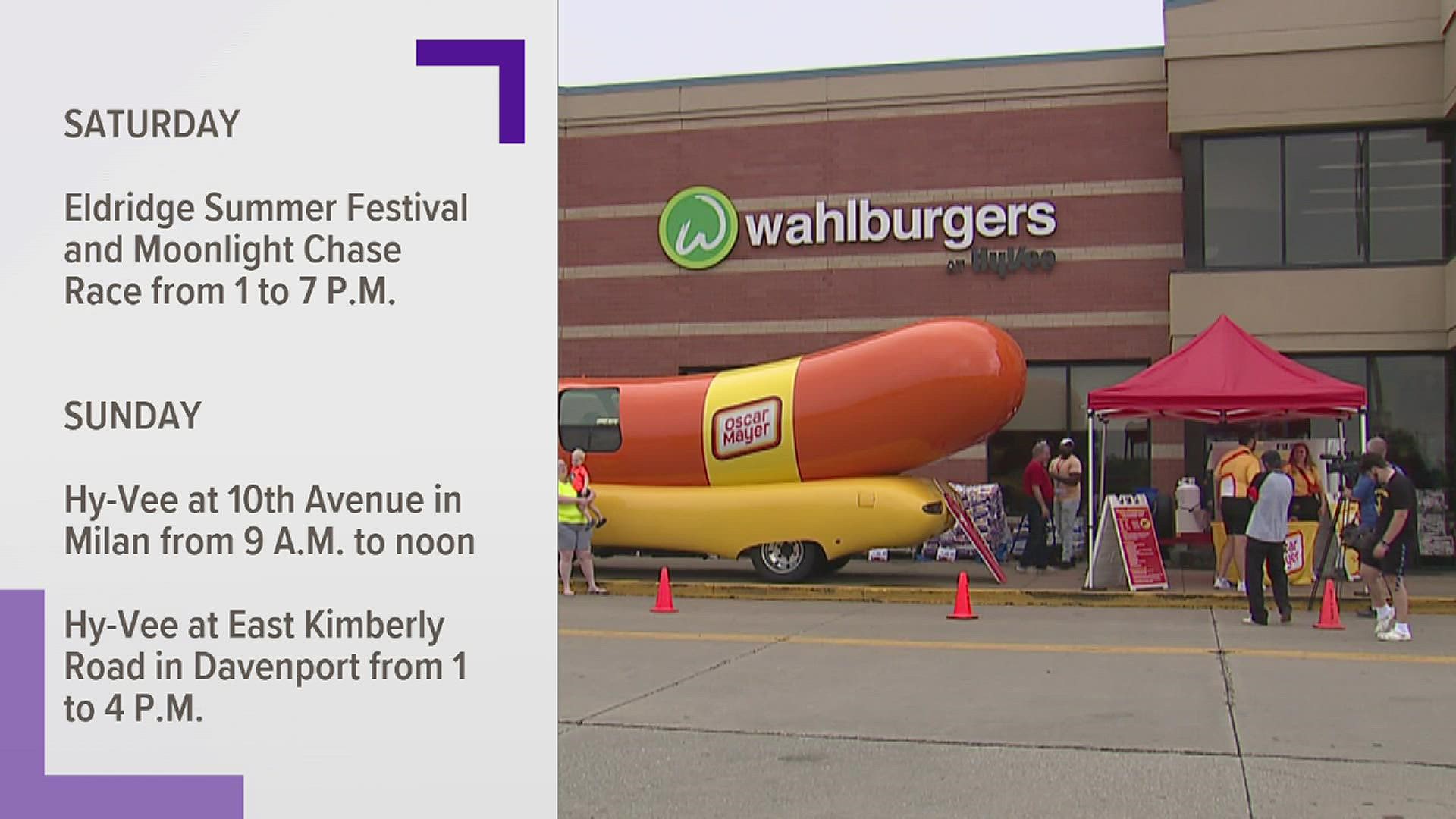 The Oscar Mayer Wienermobile will make several stops throughout the Quad Cities July 8-10.