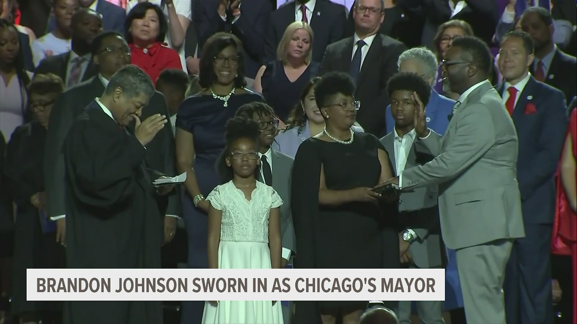 Democrat Brandon Johnson was sworn in as the city's 57th mayor.