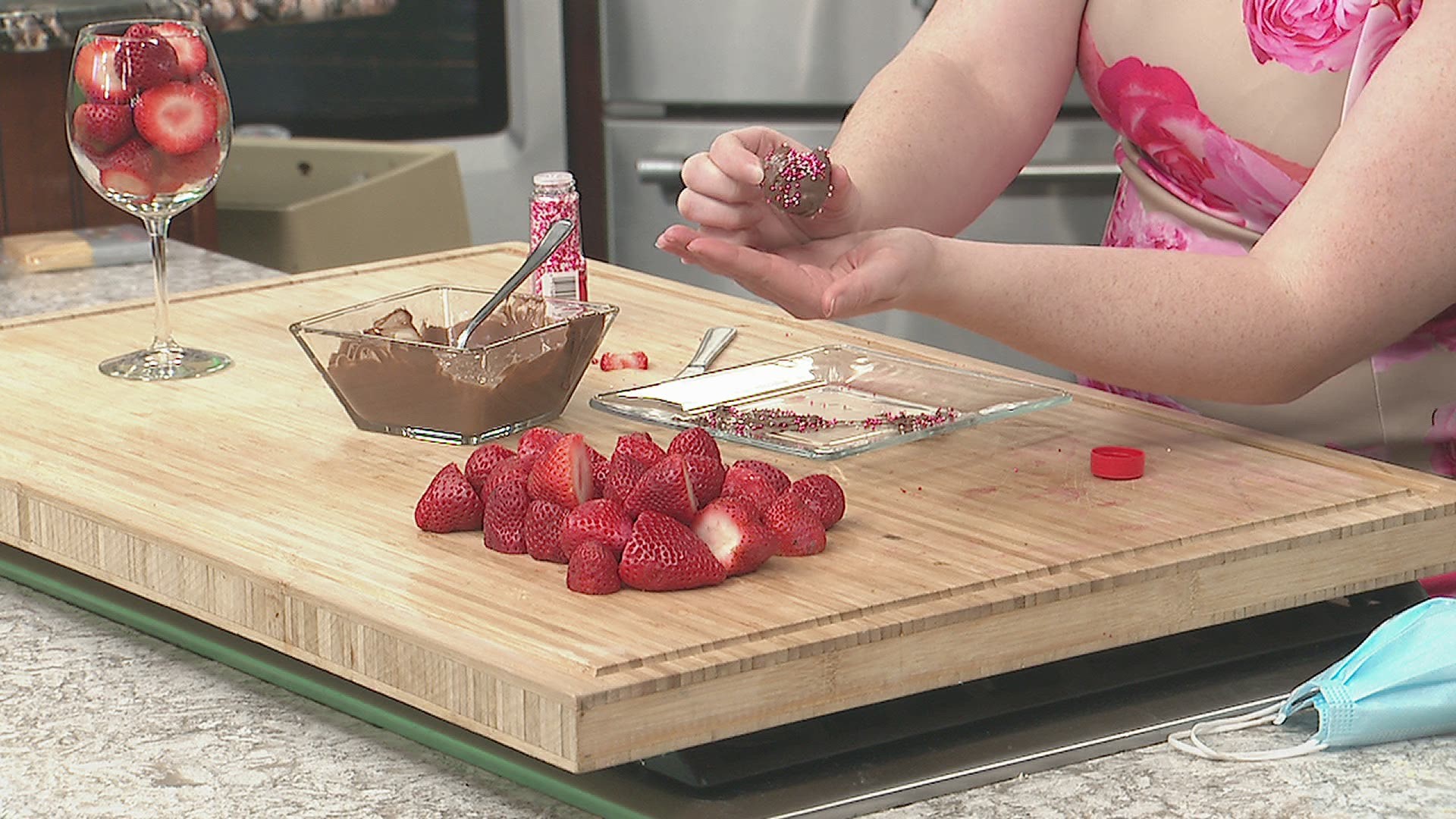 Katherine and Morgan try making chocolate covered strawberry hearts for Valentine's Day