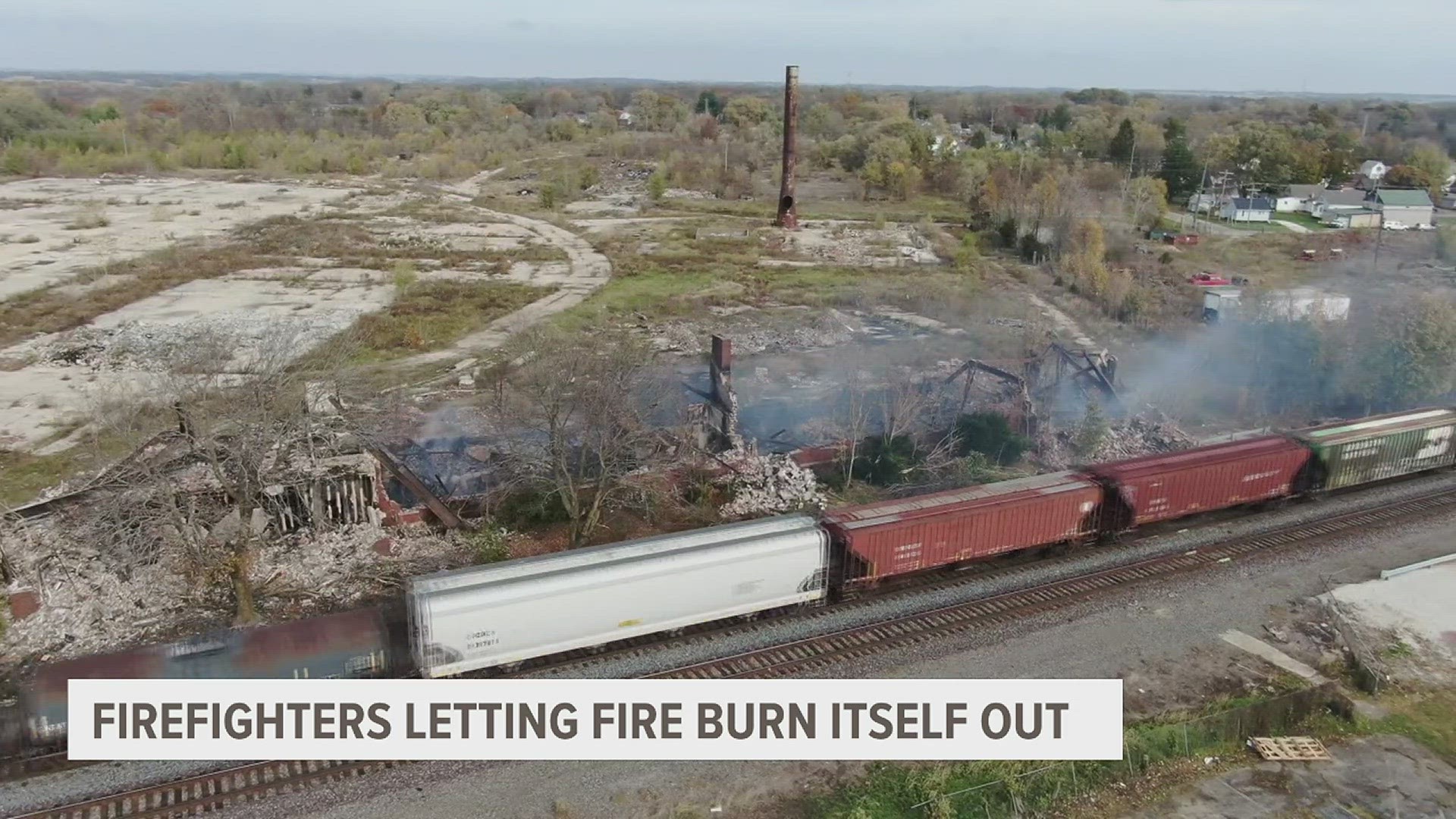 Firefighters say the condition around the site prevents them from completely putting out the fire.