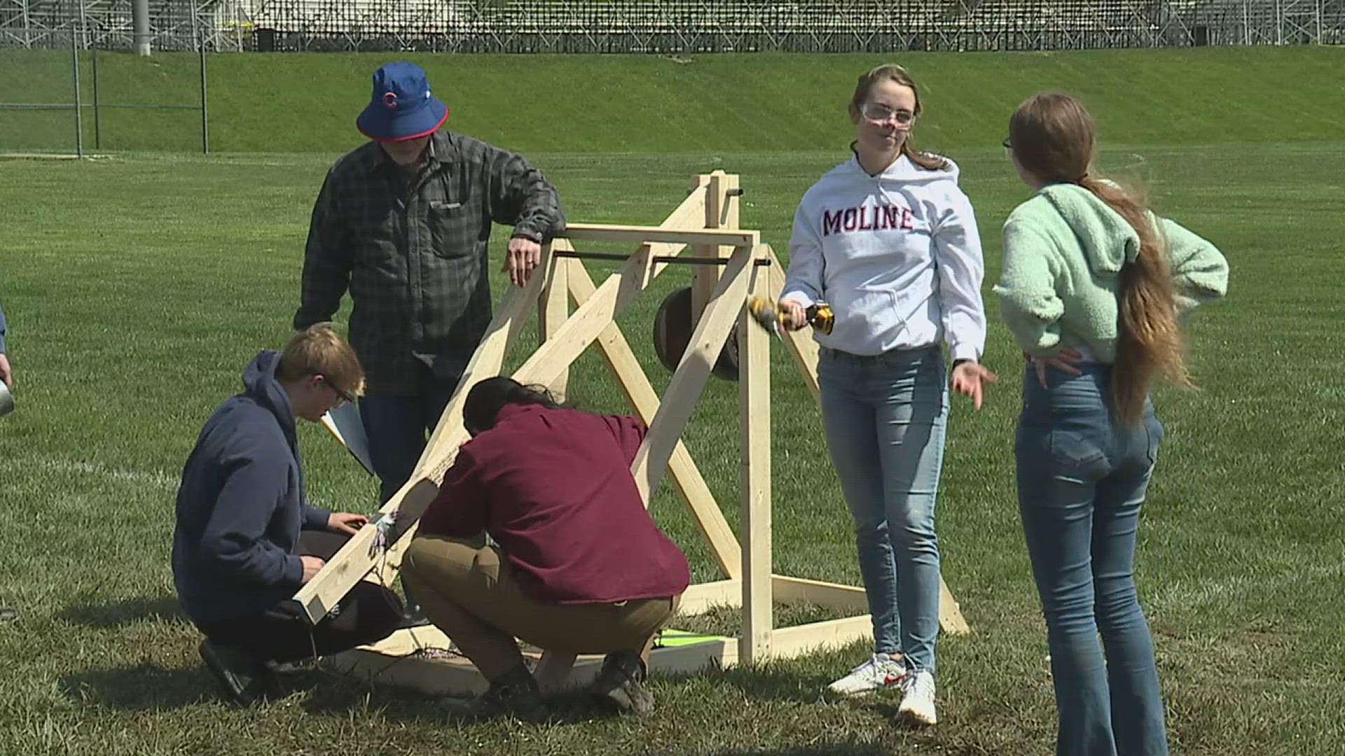 High School engineers from QC high schools came together to compete in the 2024 QCESC Trebuchet contest. Scrambled Kings from Bettendorf won Most Innovative Design.