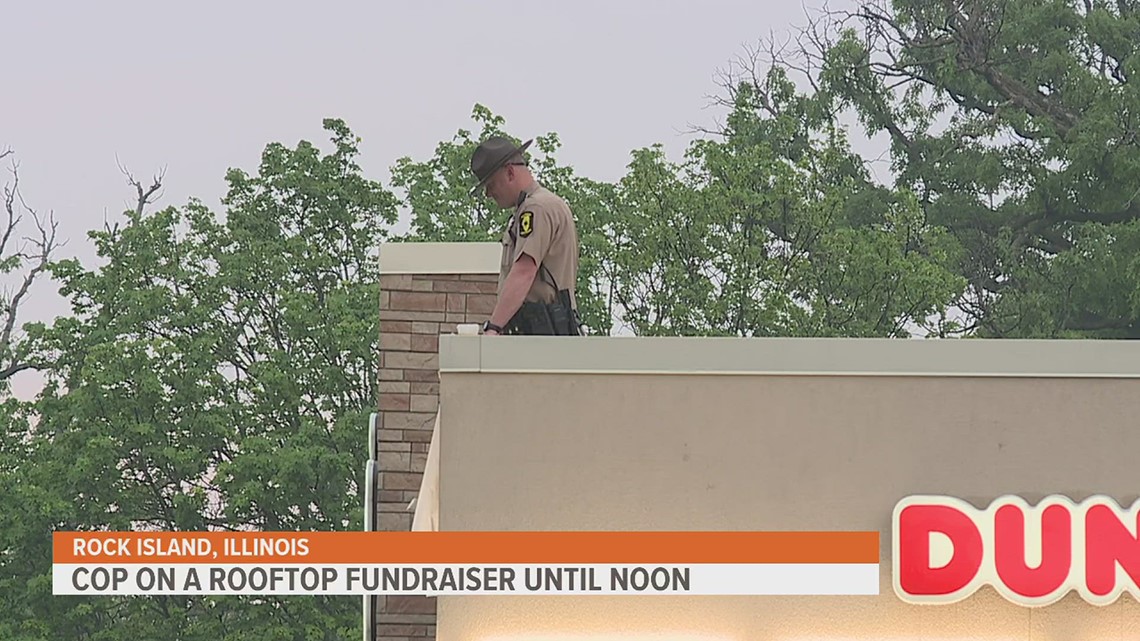 What's that trooper doing on top of Dunkins? | QC law enforcement raises money for Special Olympics
