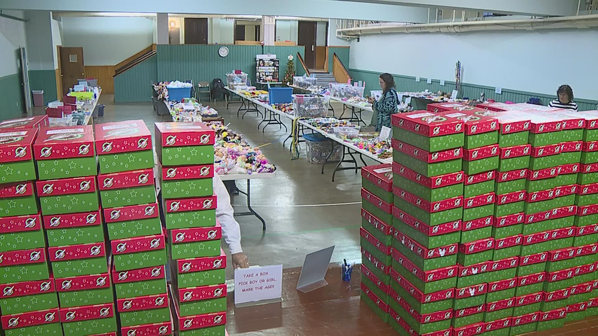 The project is called Operation Christmas Child which includes packing a number of items into shoeboxes before being shipped to children in poor countries.
