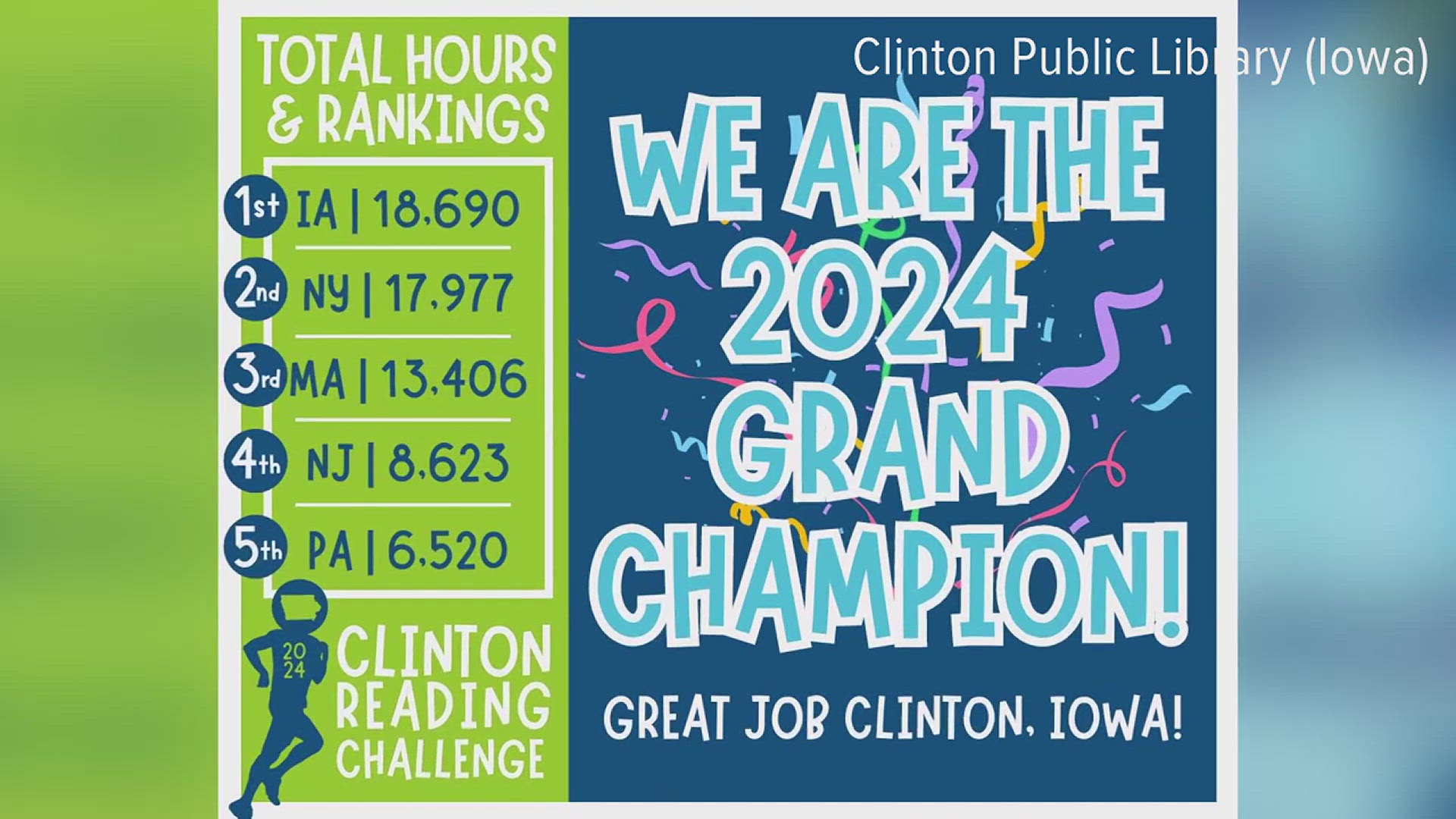 The contest takes place between public libraries across the country. The requirement? They must be located in a town named Clinton!