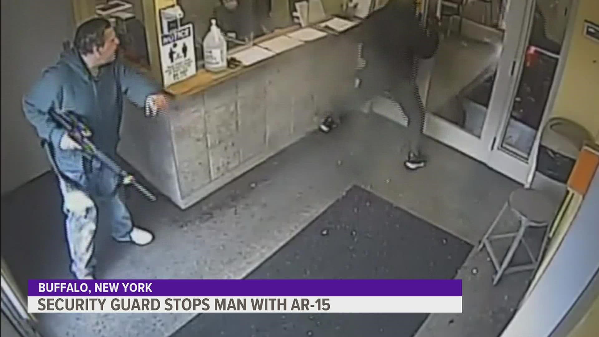 Buffalo Police released security video from Thursday morning, when a man walked into a clinic with an AR-15 and allegedly fired one shot into the wall.