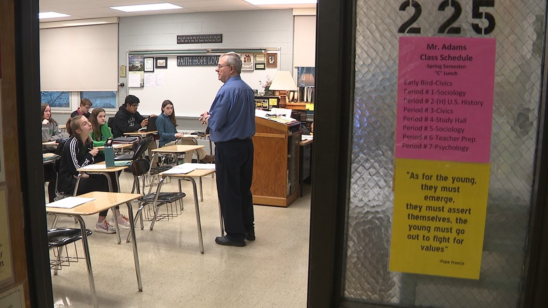 Mr. Don Adams has been a teacher in the civics department for over 40 years and has put in a lot of hard work and dedication to help students learn.