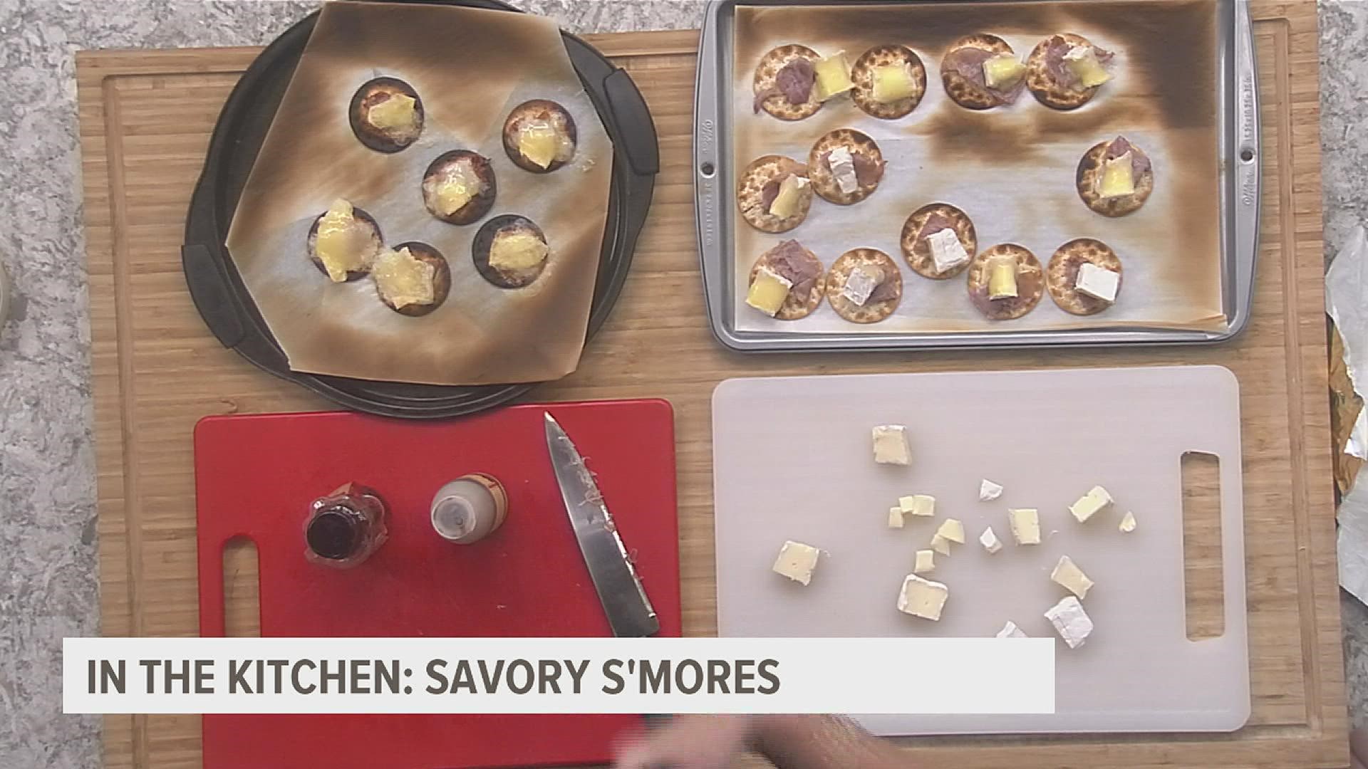 This savory s'more recipe combines crackers, prosciutto, brie and a drizzle of honey and balsamic vinegar.