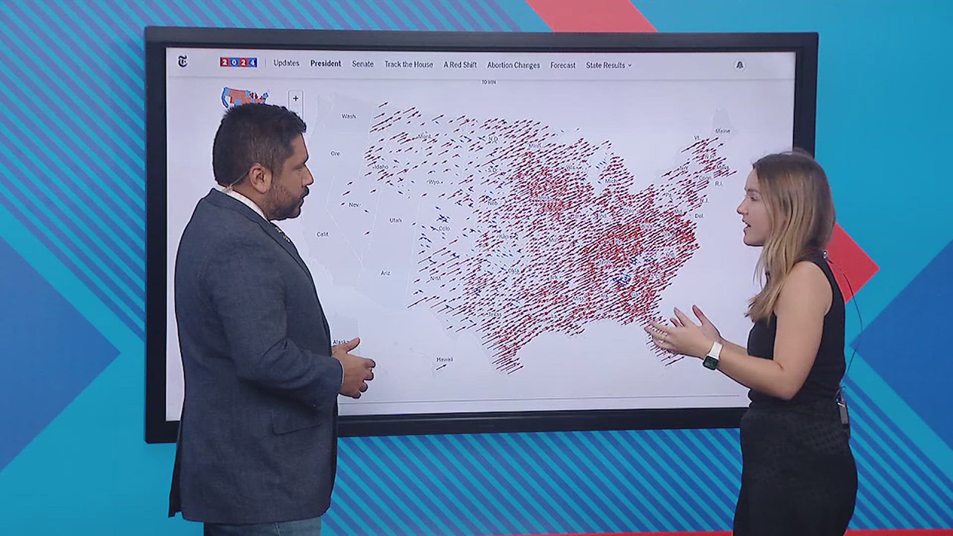 News 8's Jenna Webster and Jon Diaz compare election results in both states to how those same areas voted in 2020. 