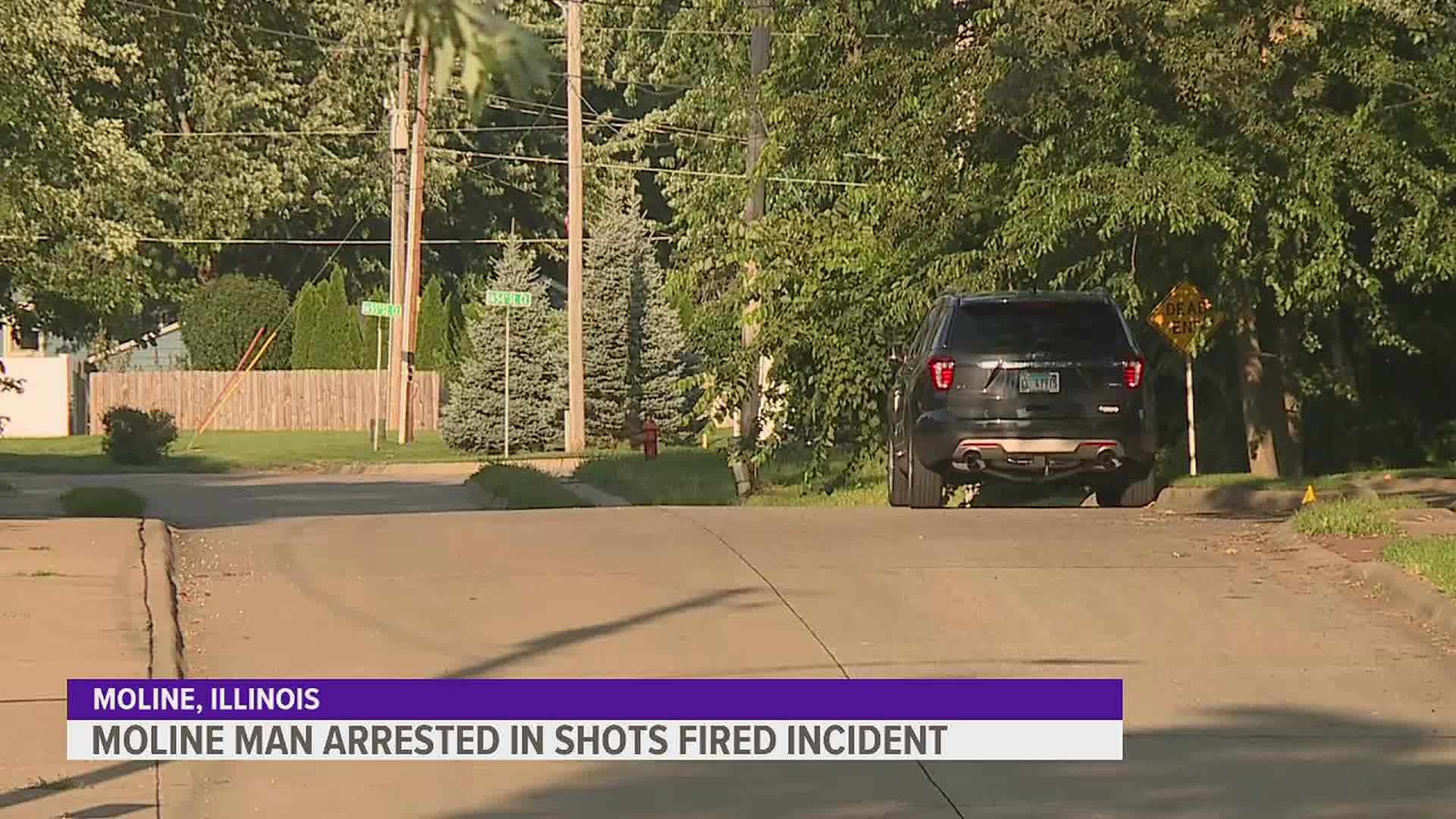 A 50-year-old man is in jail after wandering a Moline neighborhood, brandishing a gun, and firing shots just before cops found him.