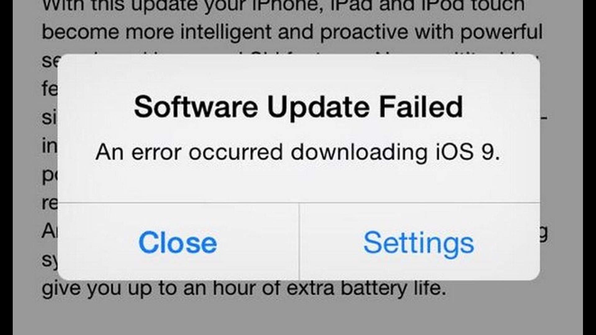 How to work around iOS 9 update’s ‘Software Update Failed’ error ...