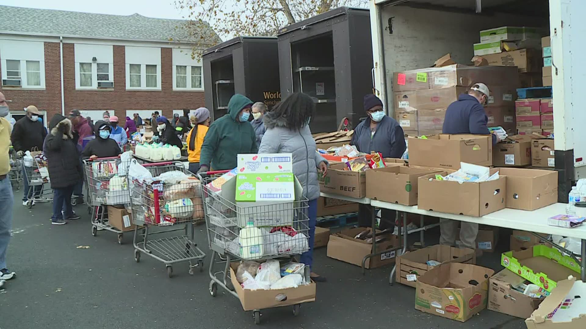 The Saturday morning food pantry estimates that around 1,500 people took a cartful of food.
