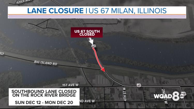 Lane closure starting Sunday on Rock River Bridge in Milan