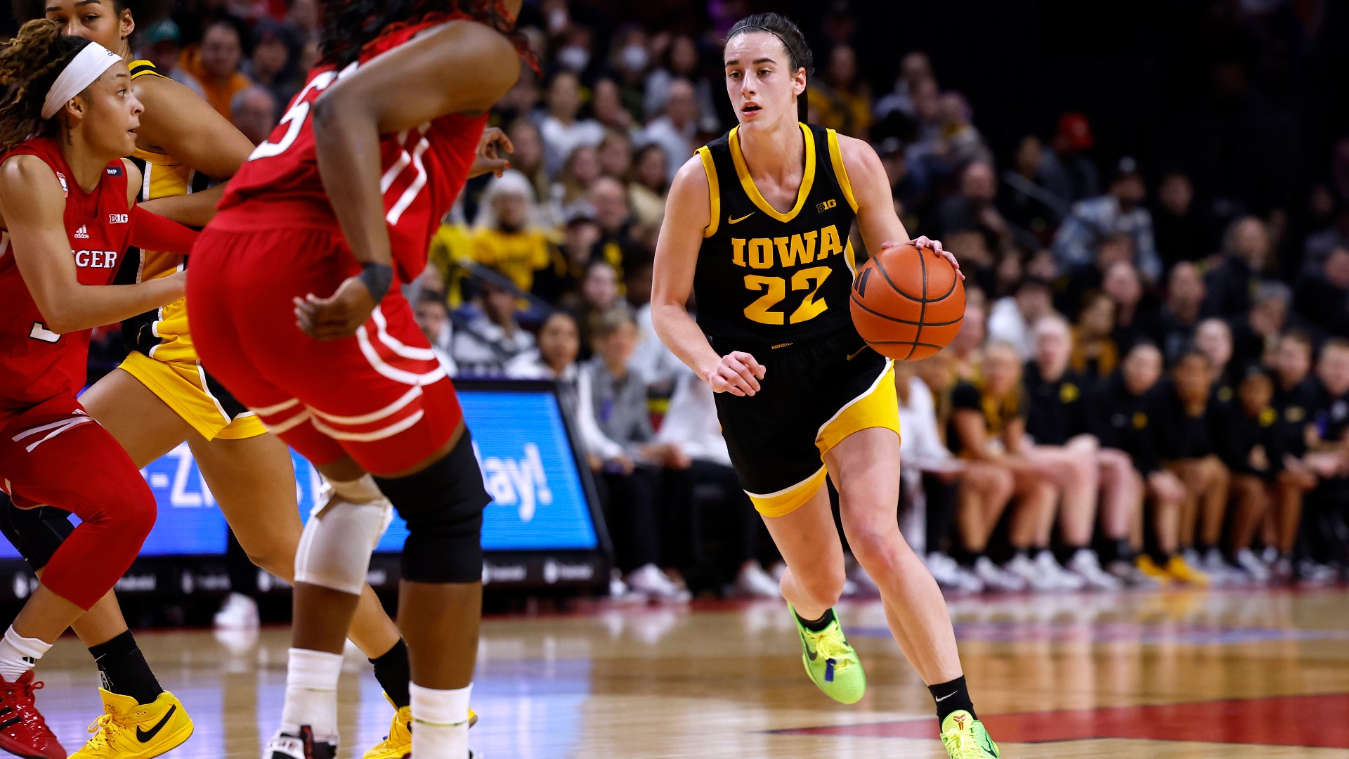 The Iowa Hawkeyes took their first loss of the season to Ohio State in overtime this weekend, but in the middle of the commotion, one fan ran into Caitlin Clark.