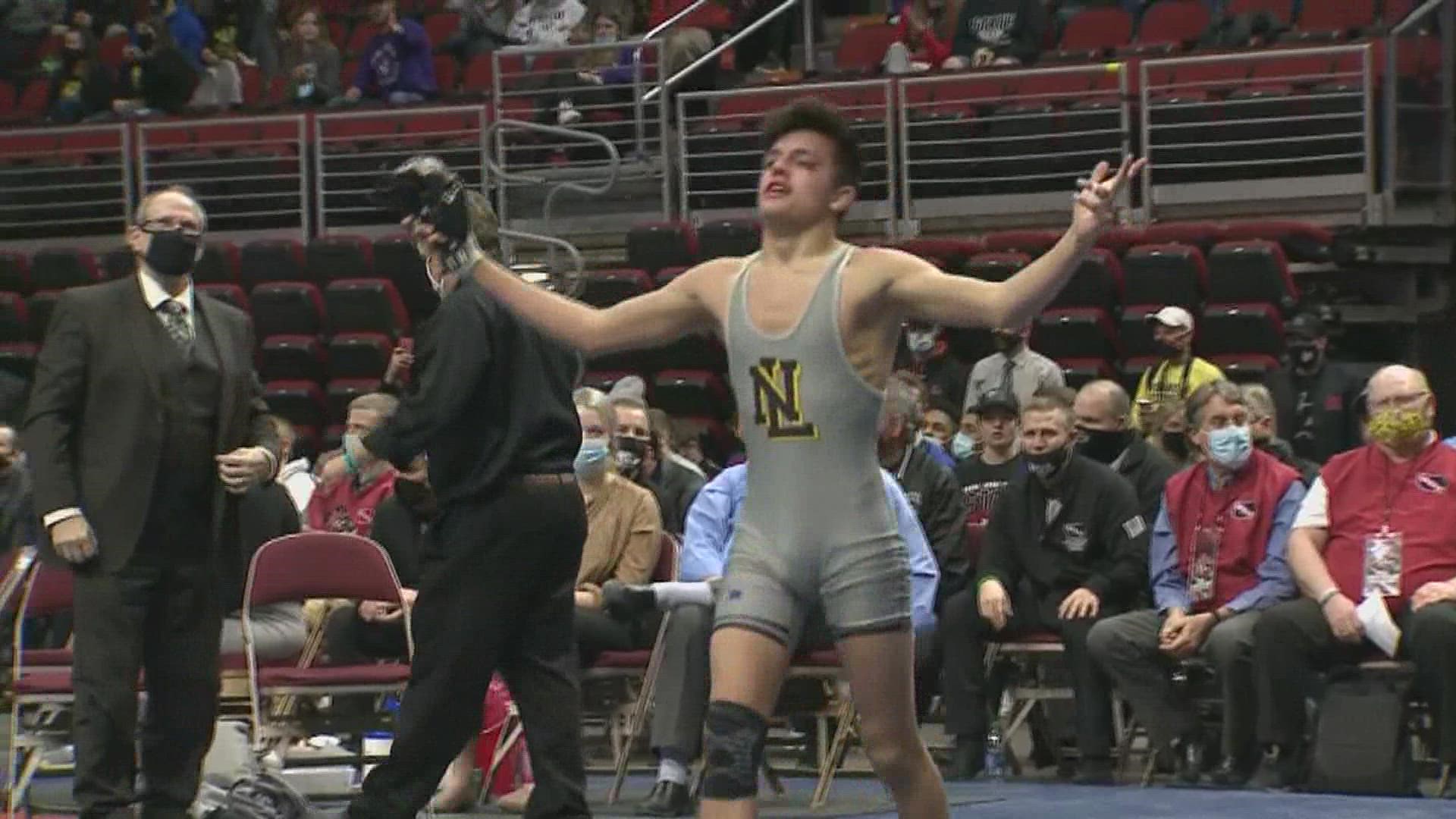 New London Senior Marcel Lopez prepares to wrestle for his 4th straight State Championship.