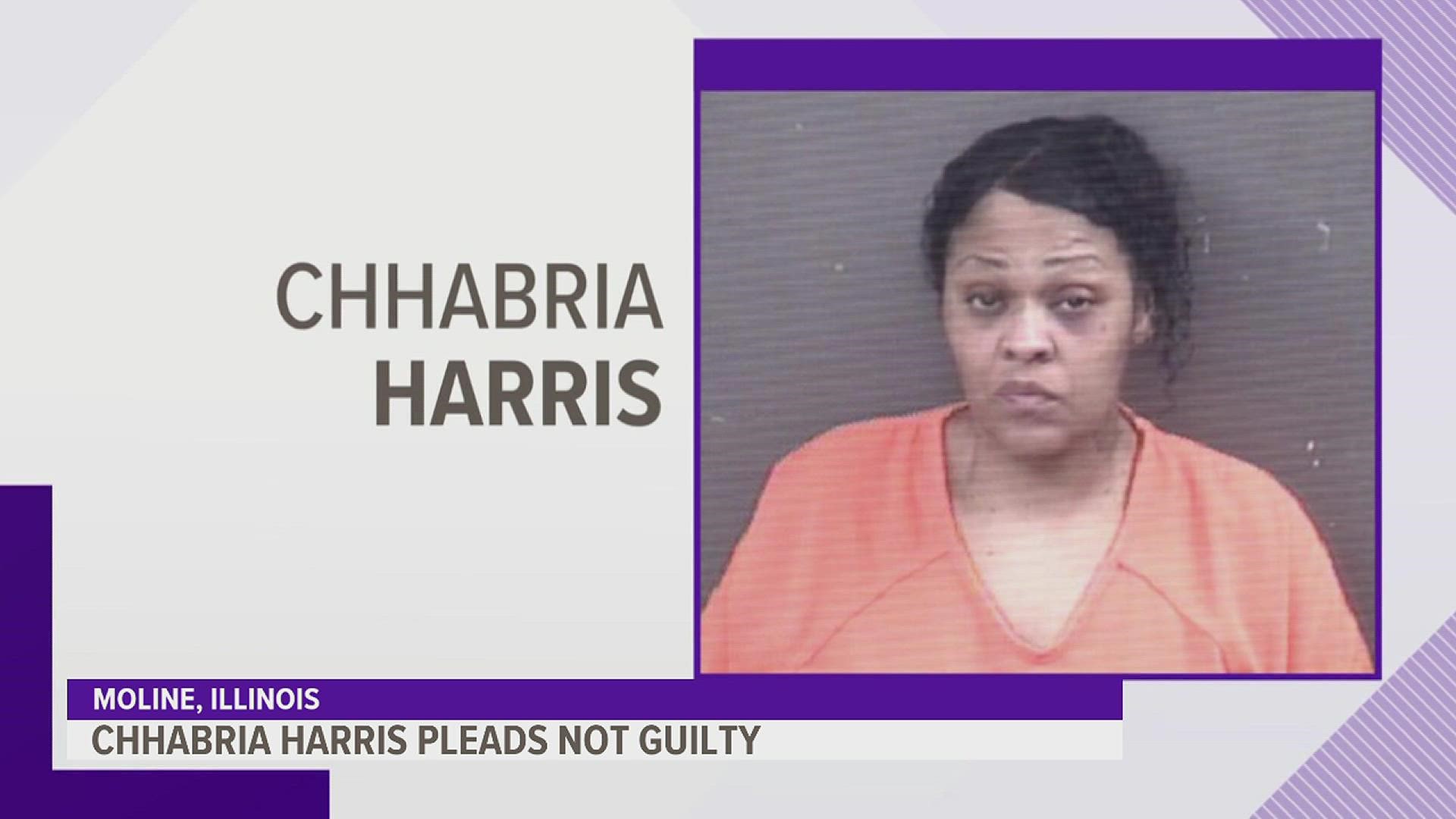 Chhabria Harris waived her preliminary hearing and entered a not guilty plea Tuesday in the crash that left two pedestrians dead.