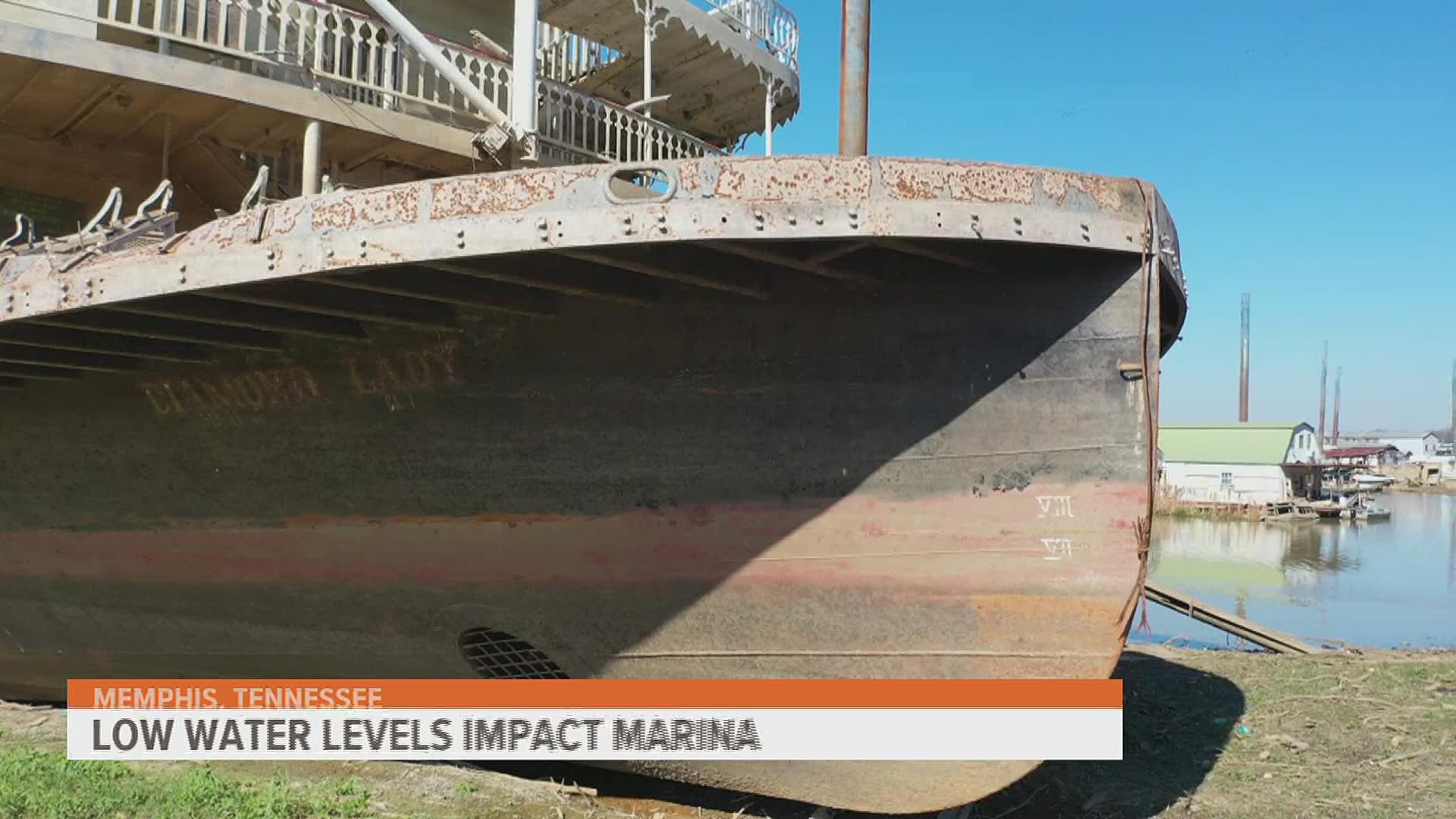 One Memphis marina is seeing extensive damage, including boats tossed around like toys due to record low water levels.