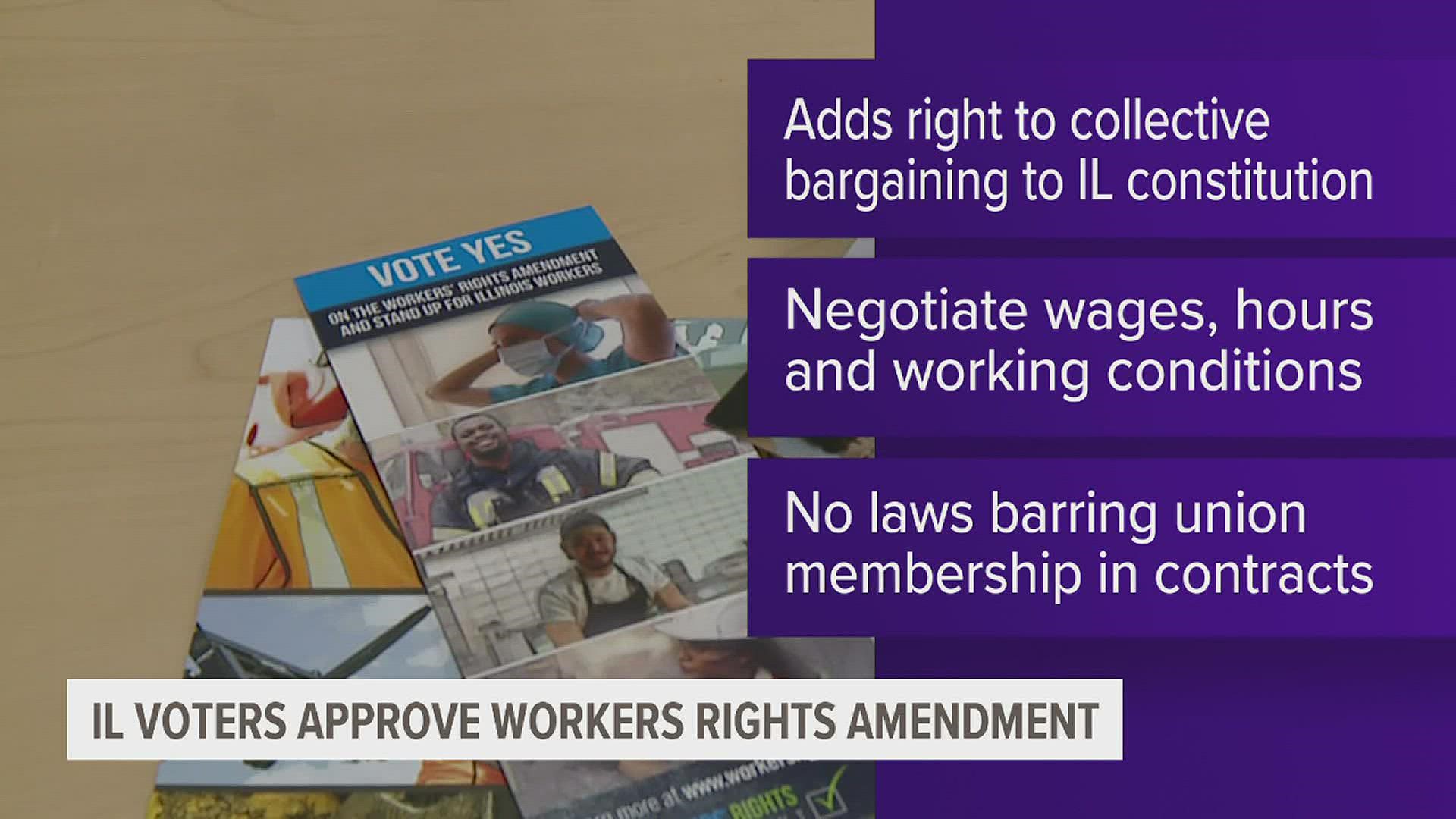 The measure gives more power to workers and unions, guaranteeing the right to bargain collectively.