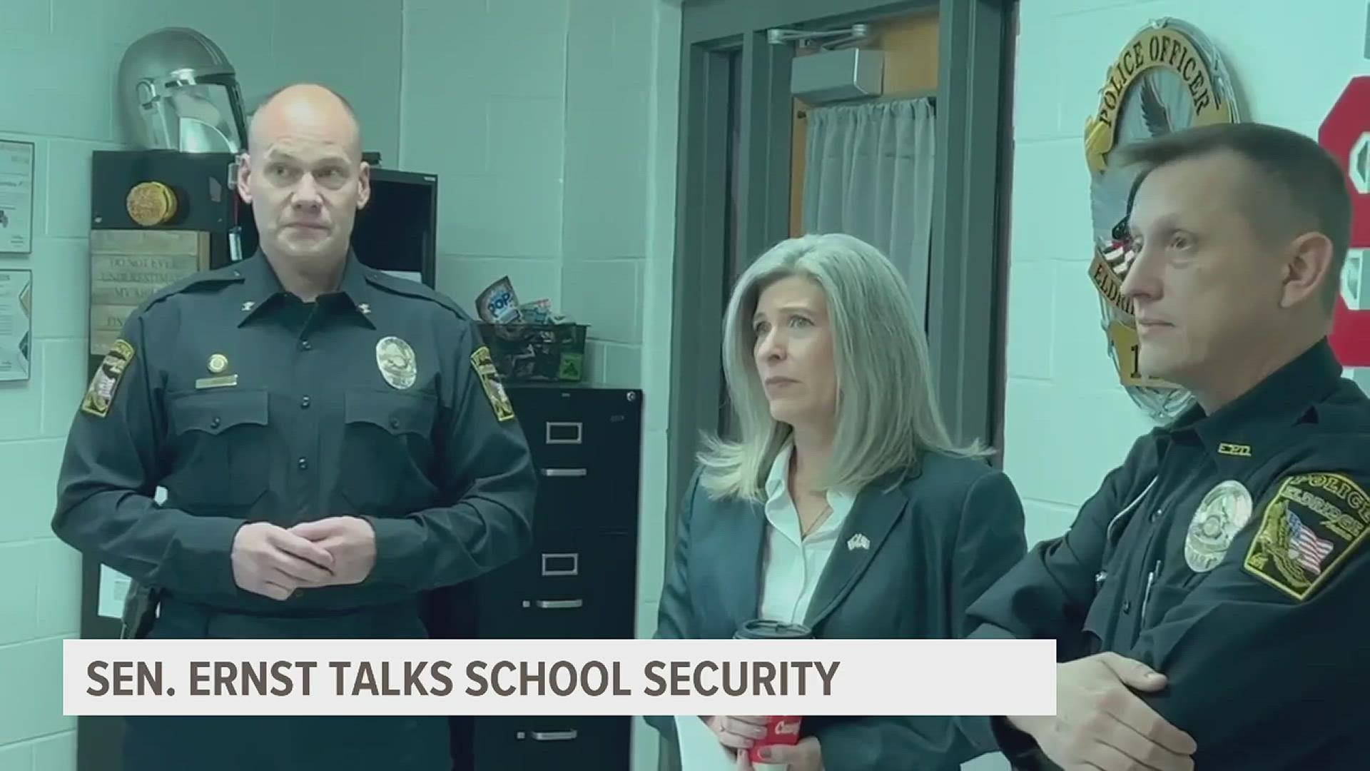 Eldridge police and school officials said that more money is needed to boost security, and Sen. Ernst said that federal funding is there to help.