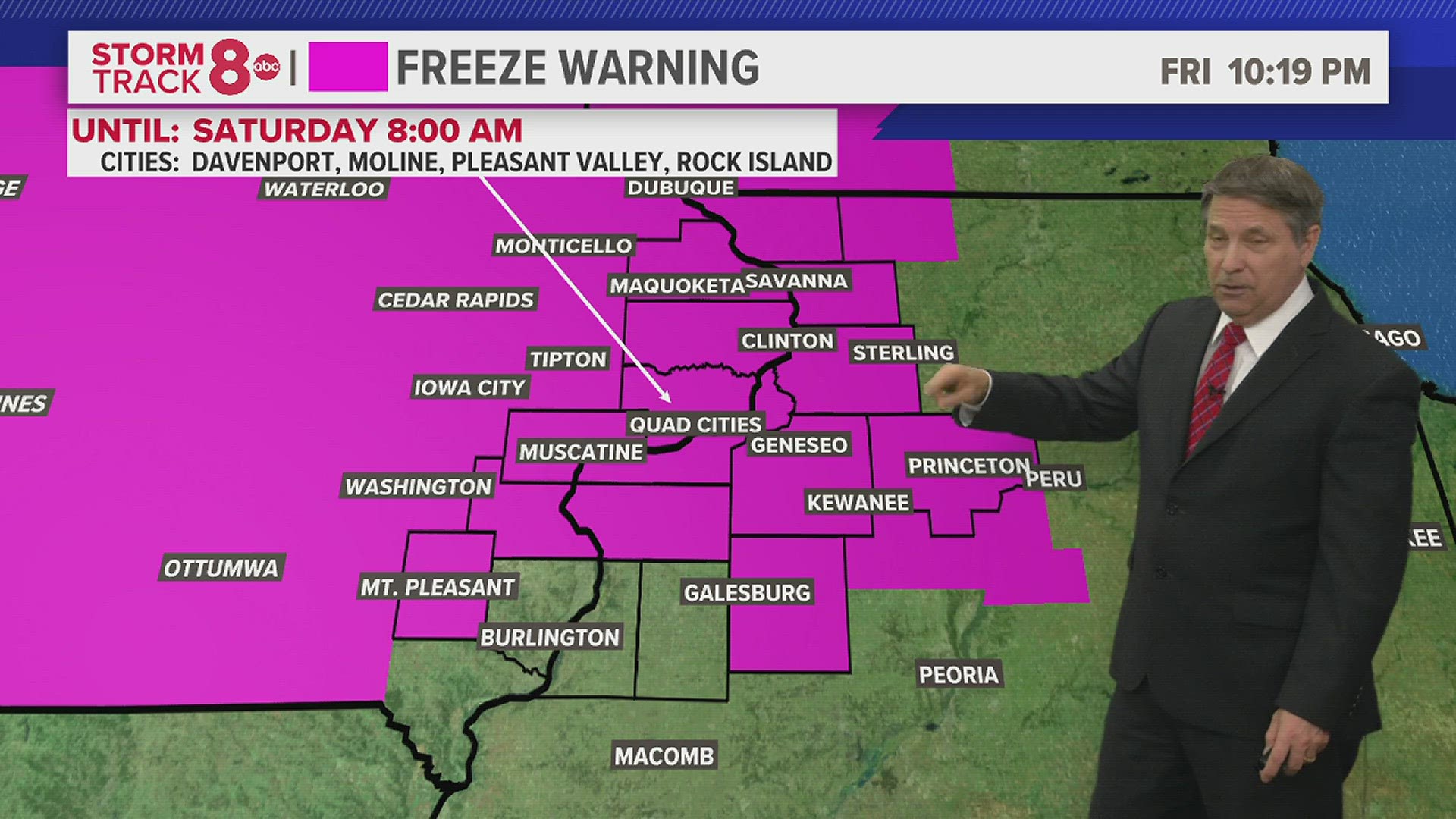Freeze Warning for most of the area overnight