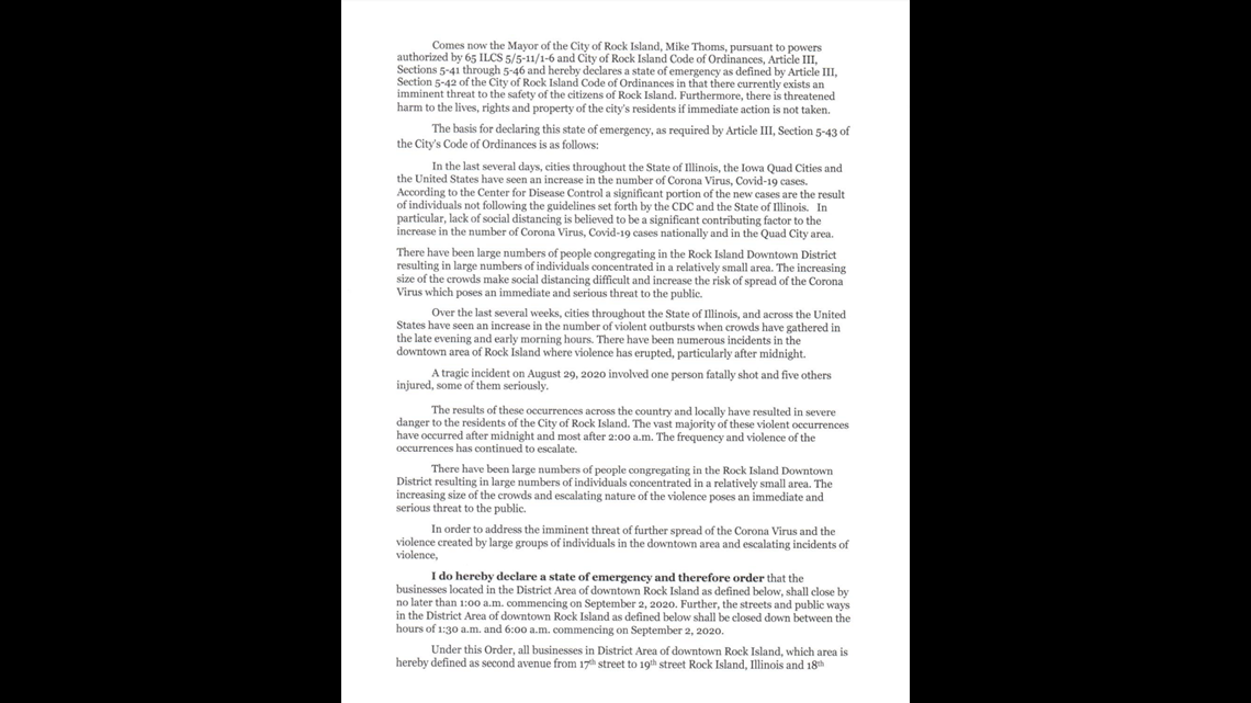 Credit: City of Rock Island Executive Order/WQAD