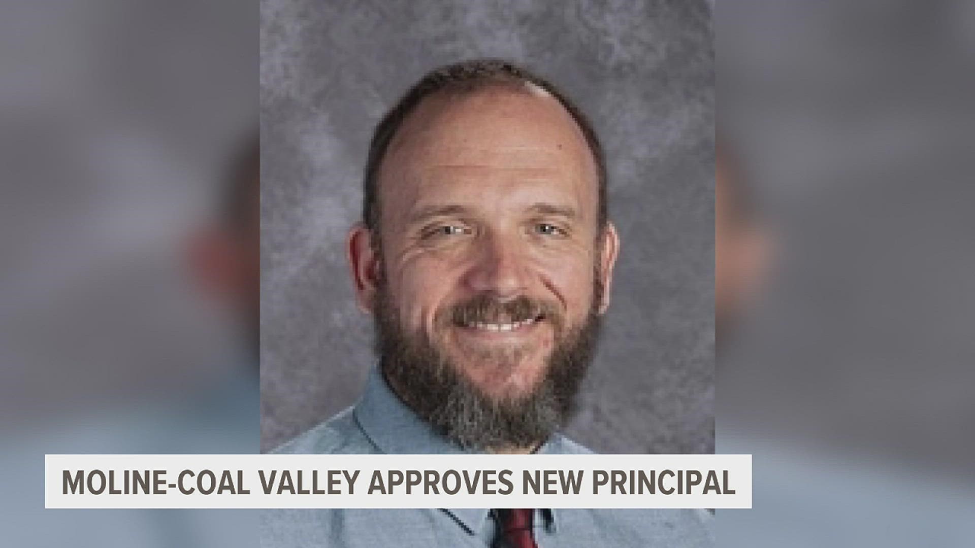 The Moline-Coal Valley Board approved the appointment of Christopher Moore, a Moline High administrative veteran, to the principal's seat.