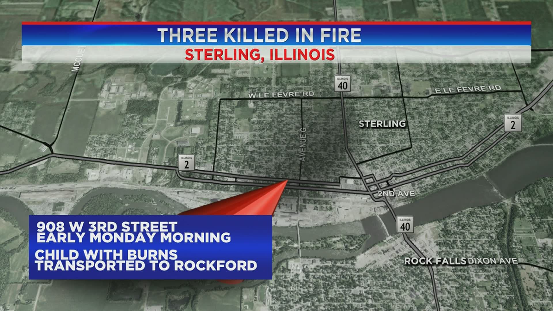 One of the victims includes a child who was transported to Rockford for burn treatments.