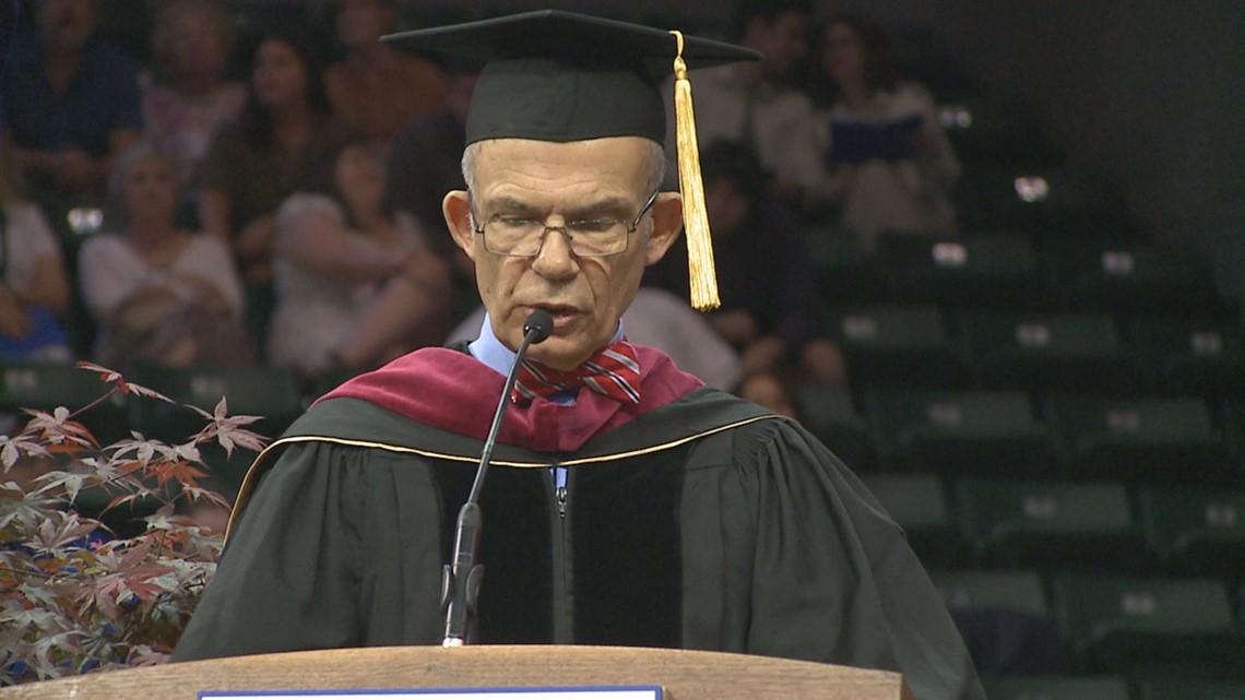 One man has read the names at St. Ambrose graduation for 14 years